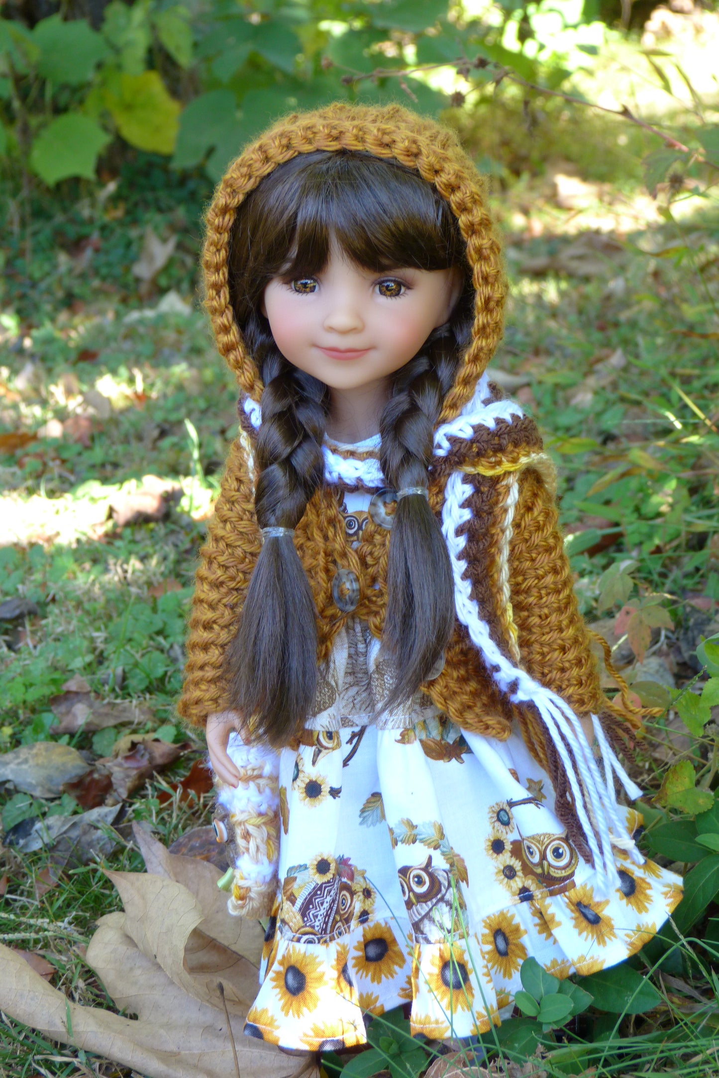 Fall Sunflower Owl Outfit - Handmade to fit Ruby Red Fashion Friends Doll - Autumn Ensemble
