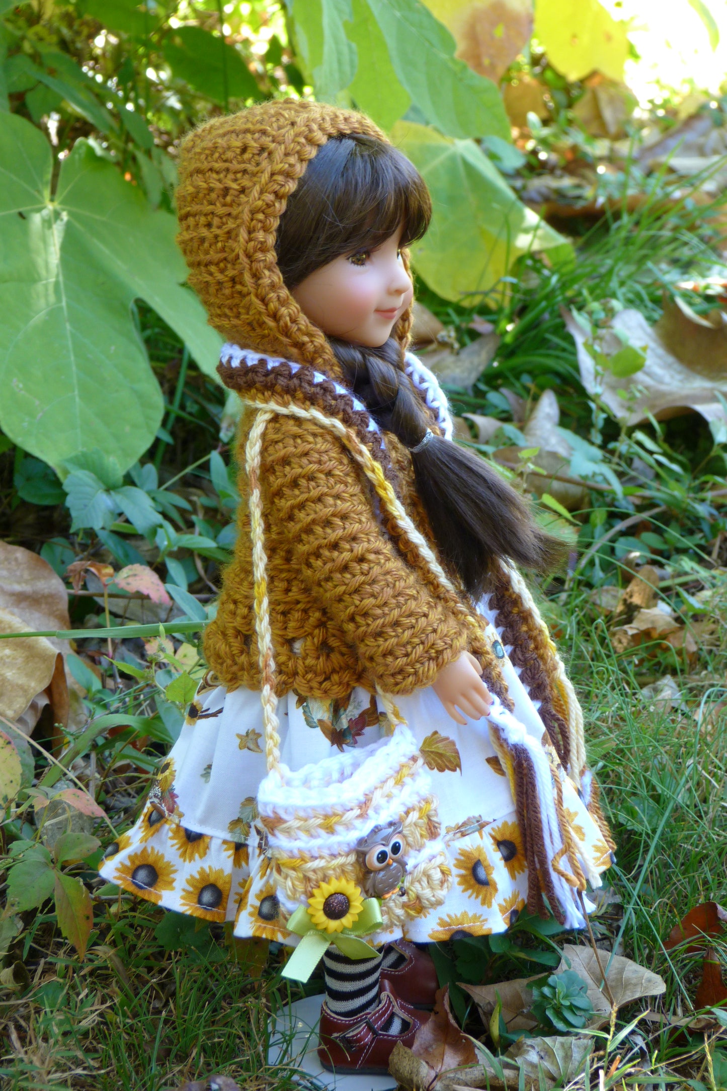 Fall Sunflower Owl Outfit - Handmade to fit Ruby Red Fashion Friends Doll - Autumn Ensemble
