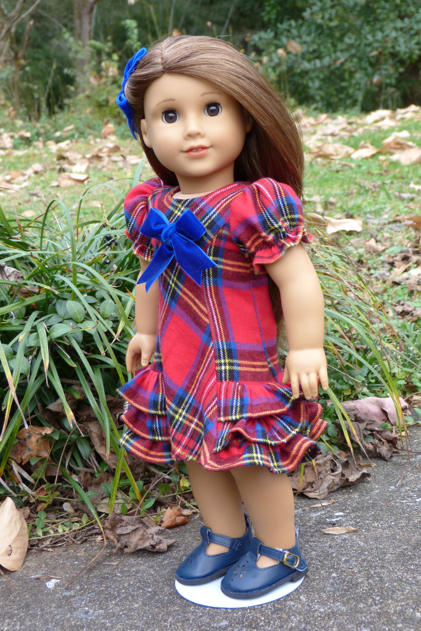 Plaid Holiday Outfit Handmade to fit 18 Inch American Doll
