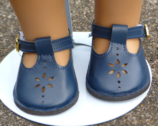 Dark Blue T-Strap Shoes for 18 Inch Doll Fits American Girl