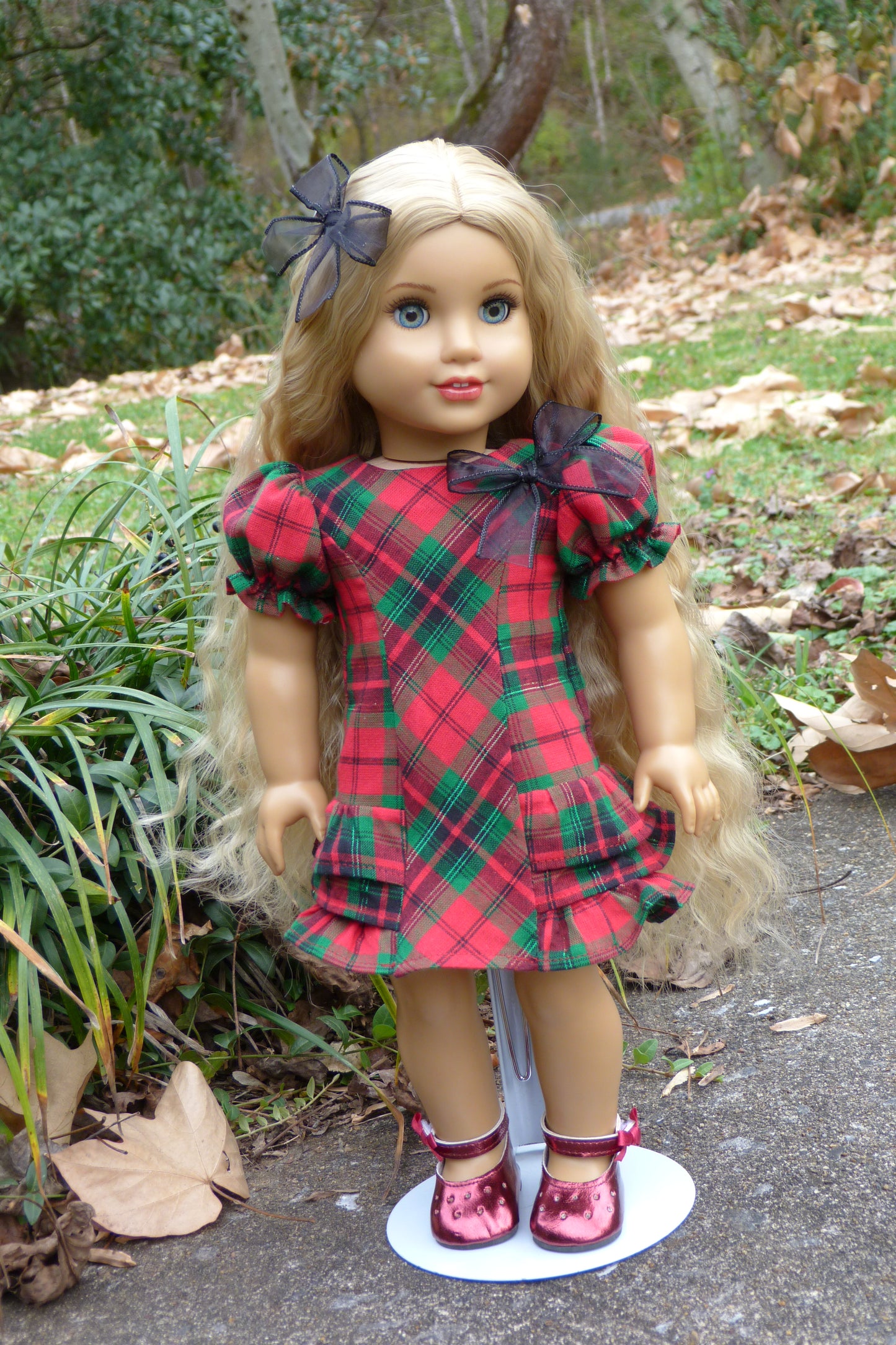 Plaid Christmas Outfit Handmade to fit 18 Inch American Doll