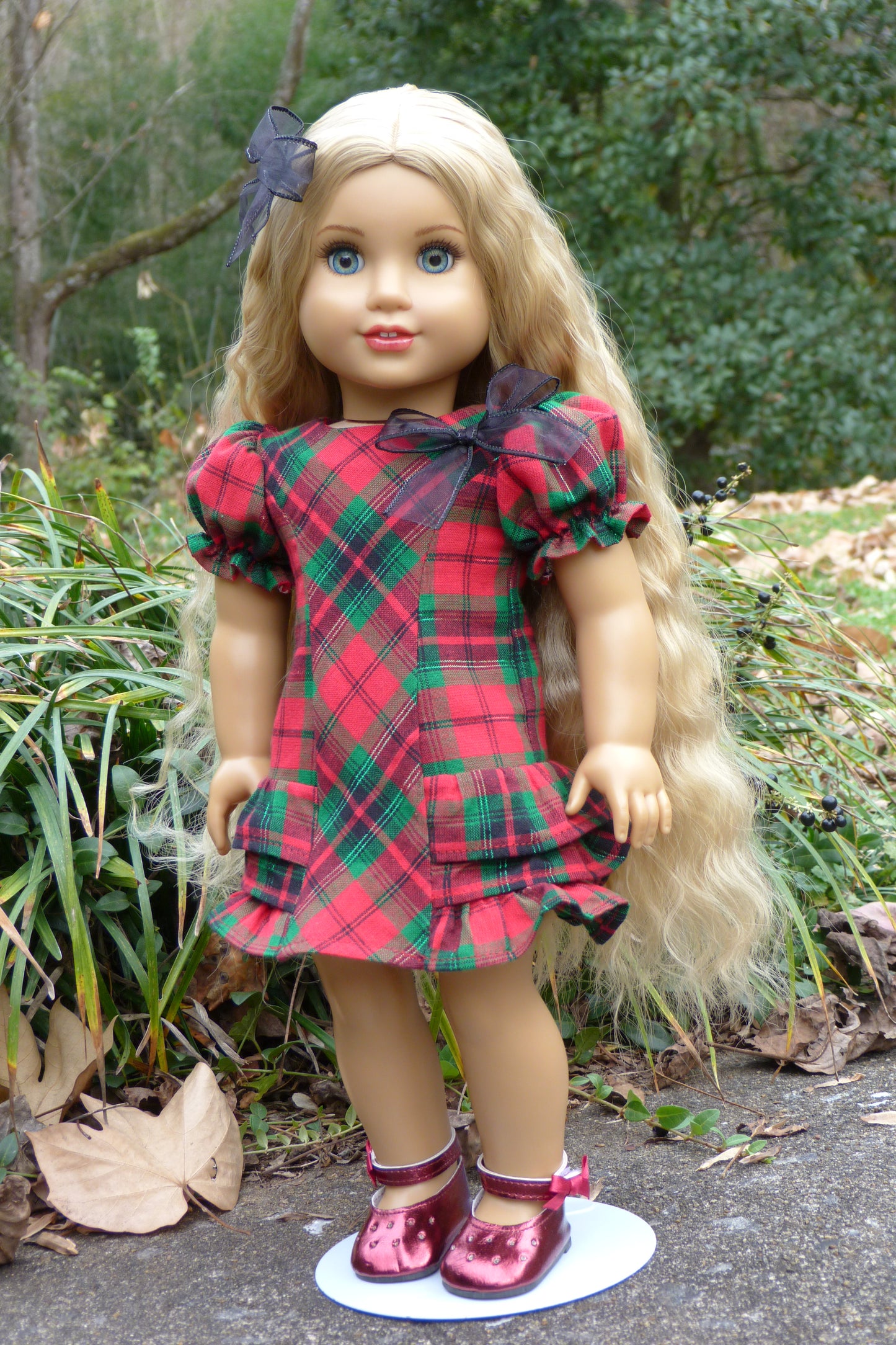 Plaid Christmas Outfit Handmade to fit 18 Inch American Doll