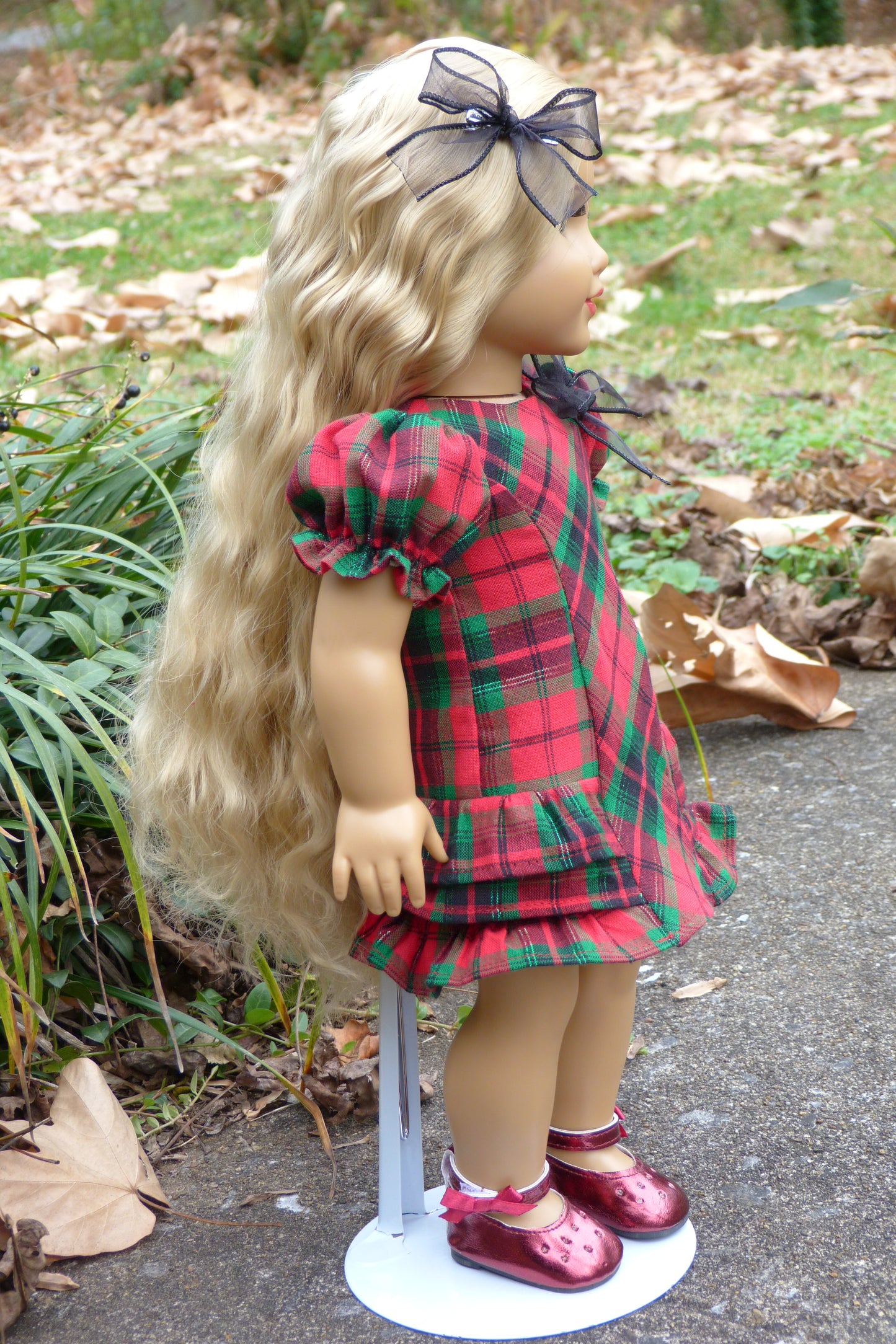 Plaid Christmas Outfit Handmade to fit 18 Inch American Doll