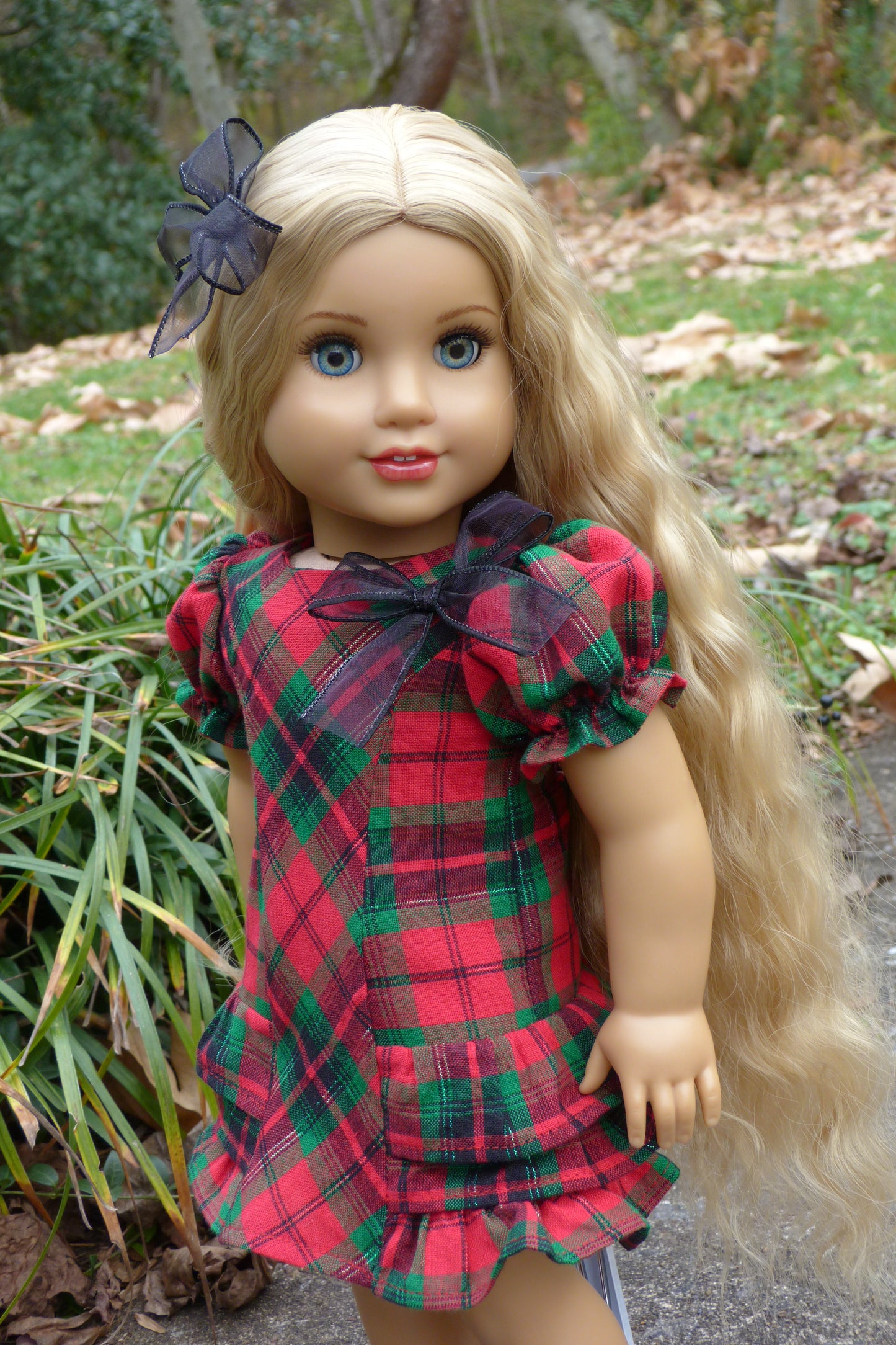 Plaid Christmas Outfit Handmade to fit 18 Inch American Doll