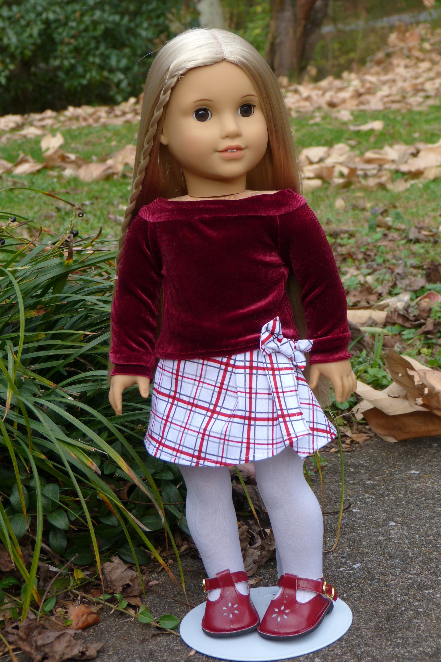 Plaid Holiday Outfit Handmade to fit 18 Inch American Doll