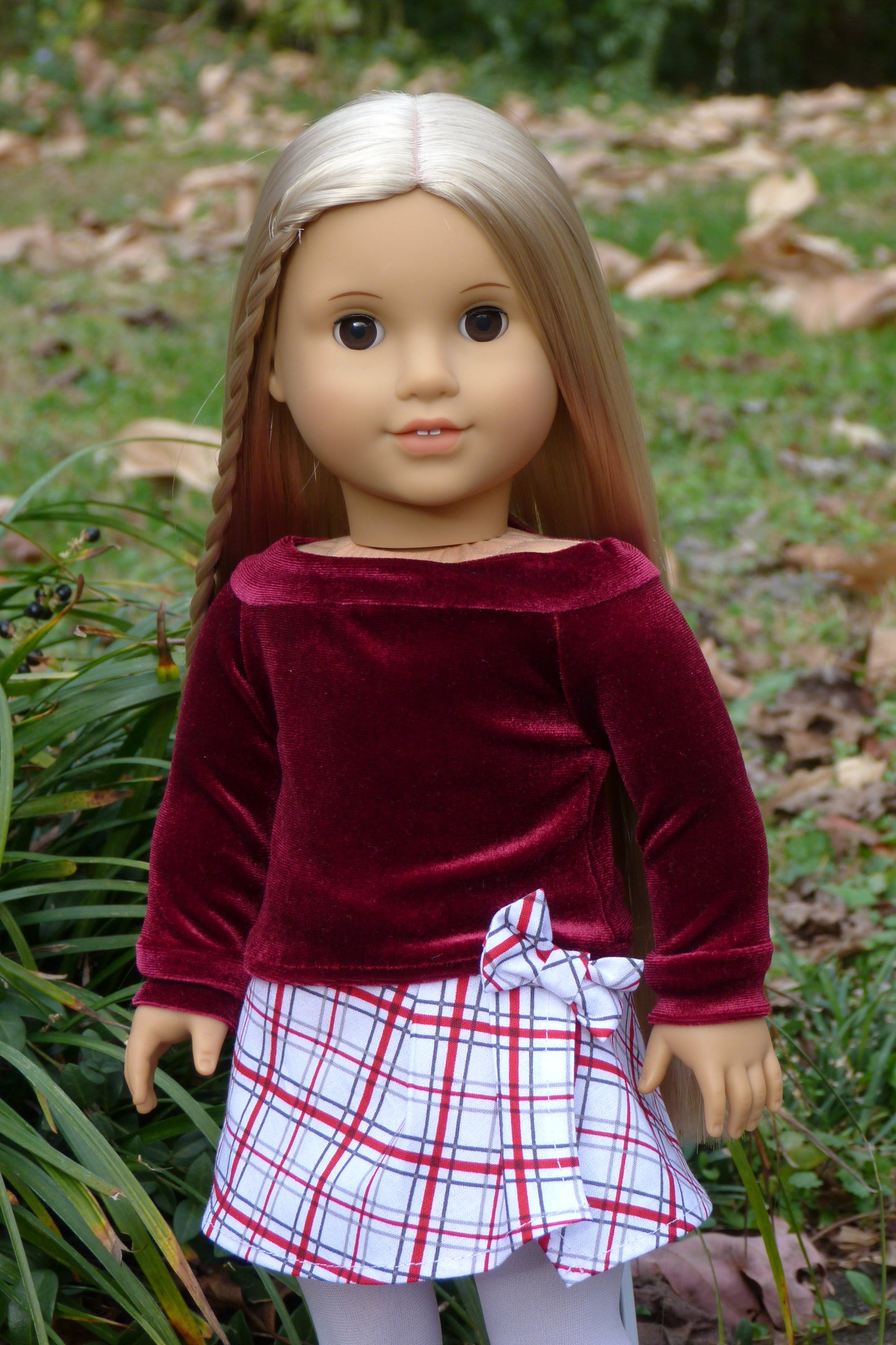 Plaid Holiday Outfit Handmade to fit 18 Inch American Doll