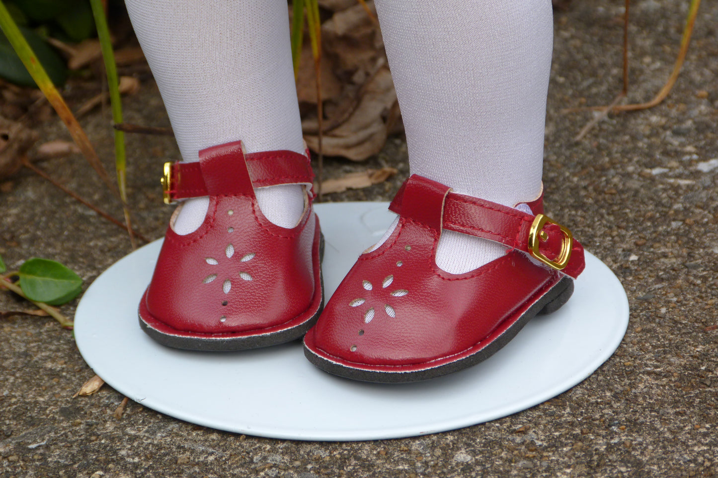Dark Red T-Strap Shoes for 18 Inch Doll Fits American Girl