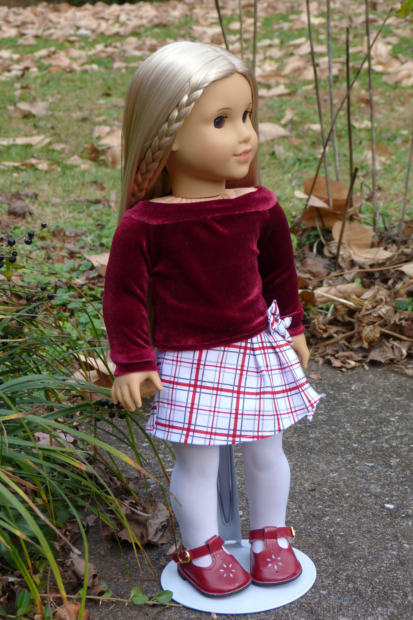 Plaid Holiday Outfit Handmade to fit 18 Inch American Doll