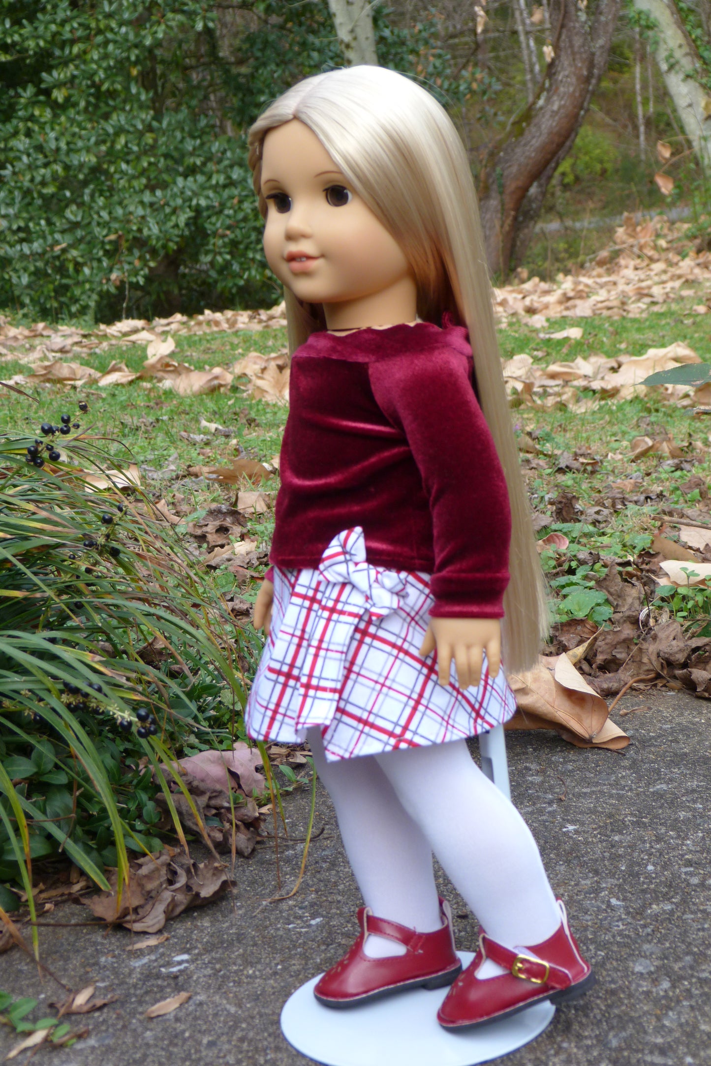 Plaid Holiday Outfit Handmade to fit 18 Inch American Doll