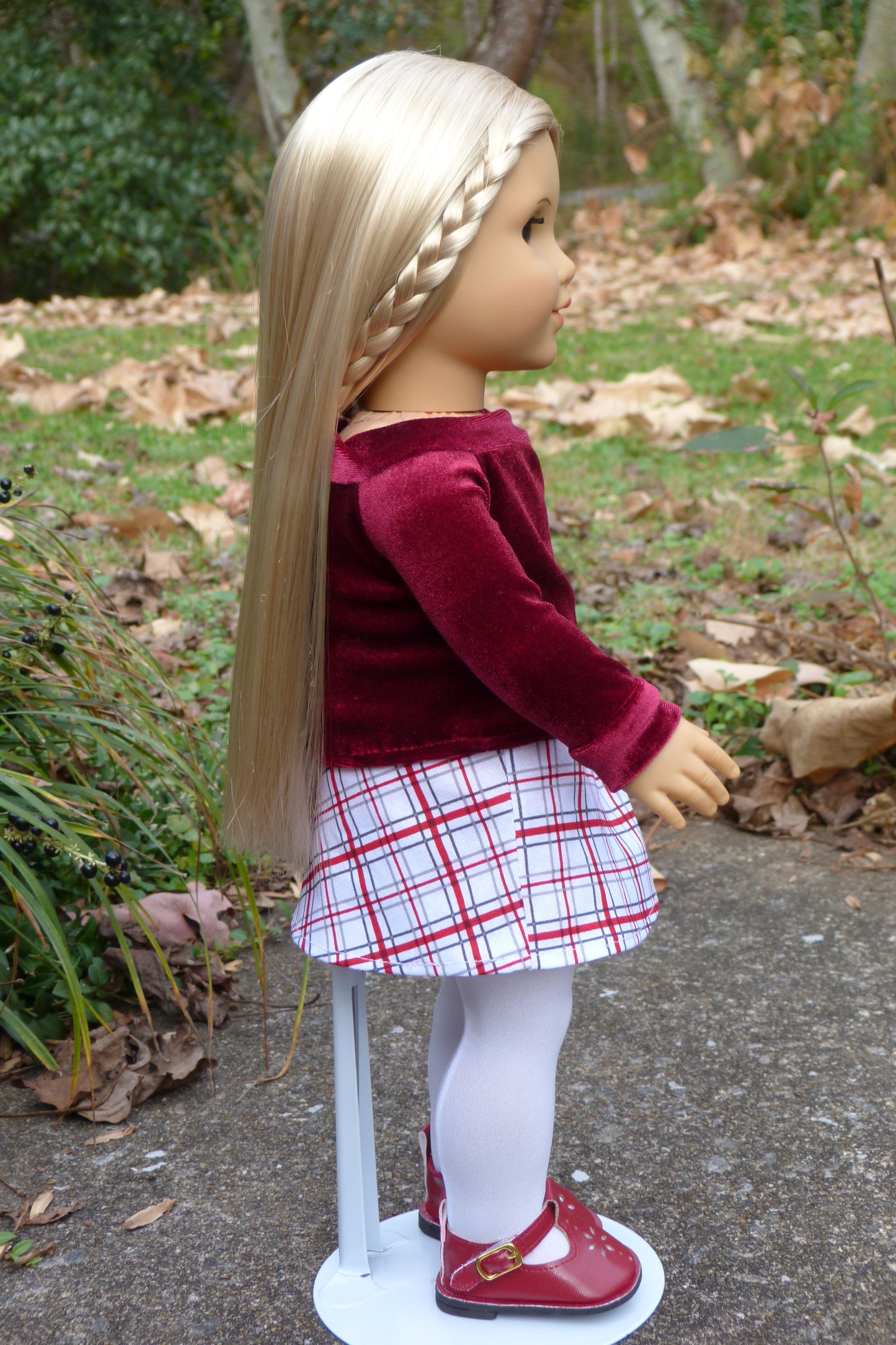 Plaid Holiday Outfit Handmade to fit 18 Inch American Doll