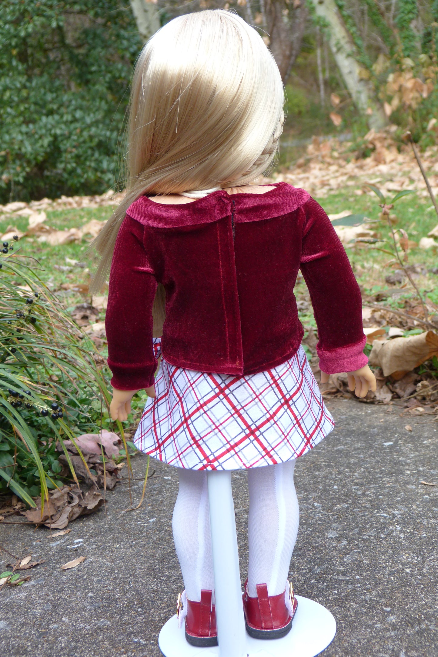 Plaid Holiday Outfit Handmade to fit 18 Inch American Doll