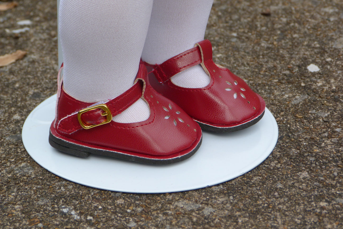 Dark Red T-Strap Shoes for 18 Inch Doll Fits American Girl
