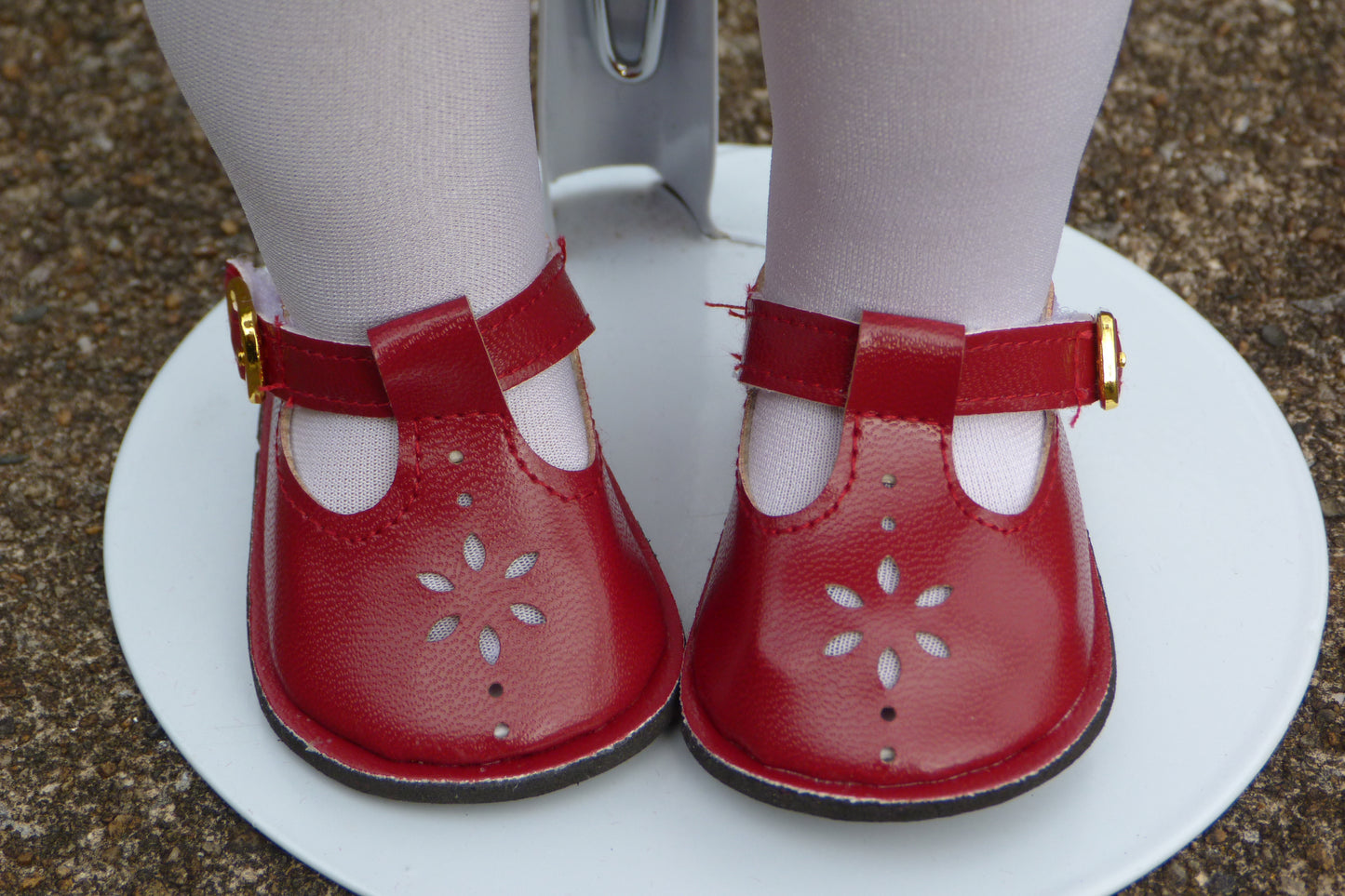 Dark Red T-Strap Shoes for 18 Inch Doll Fits American Girl