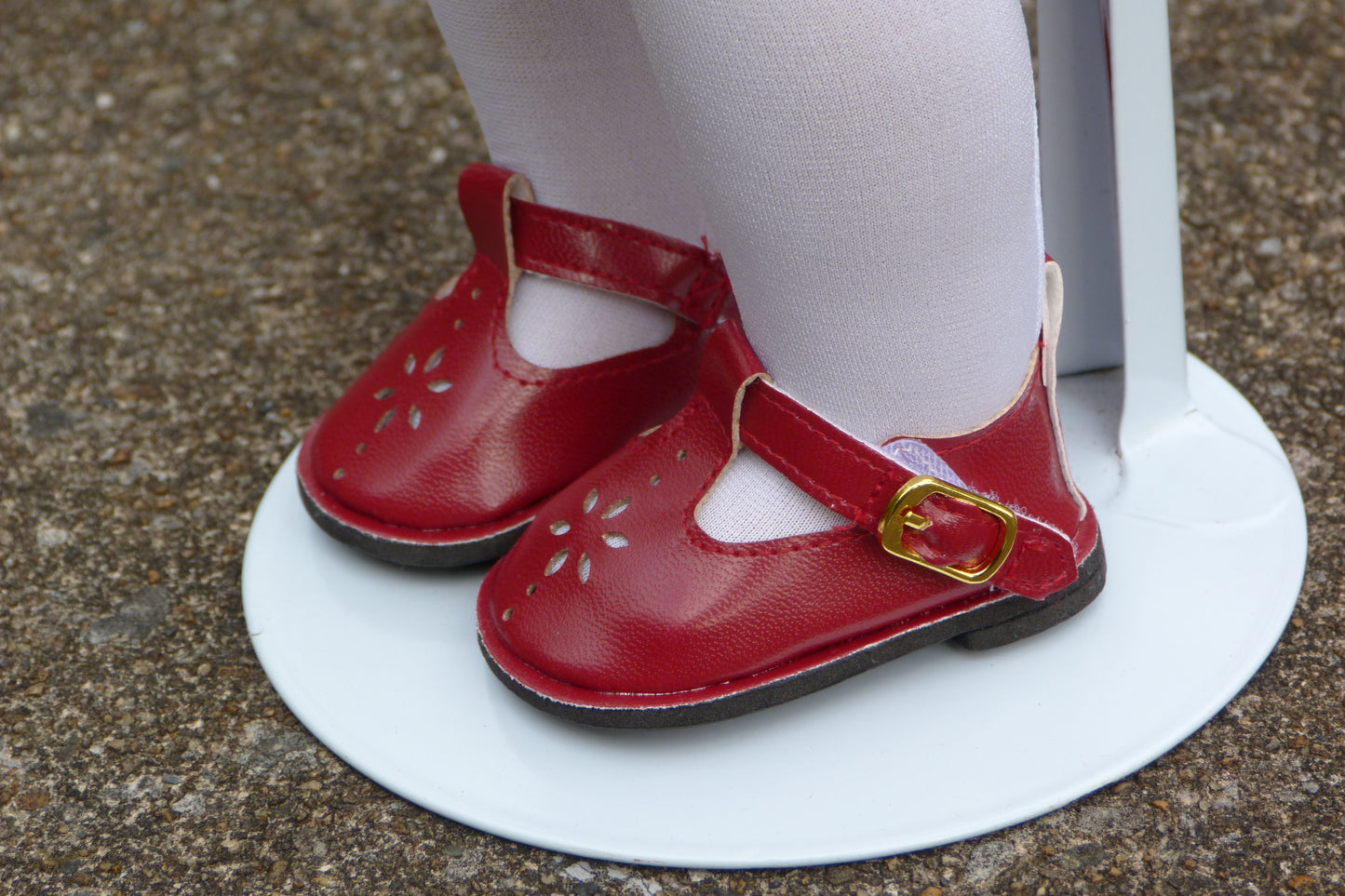 Dark Red T-Strap Shoes for 18 Inch Doll Fits American Girl