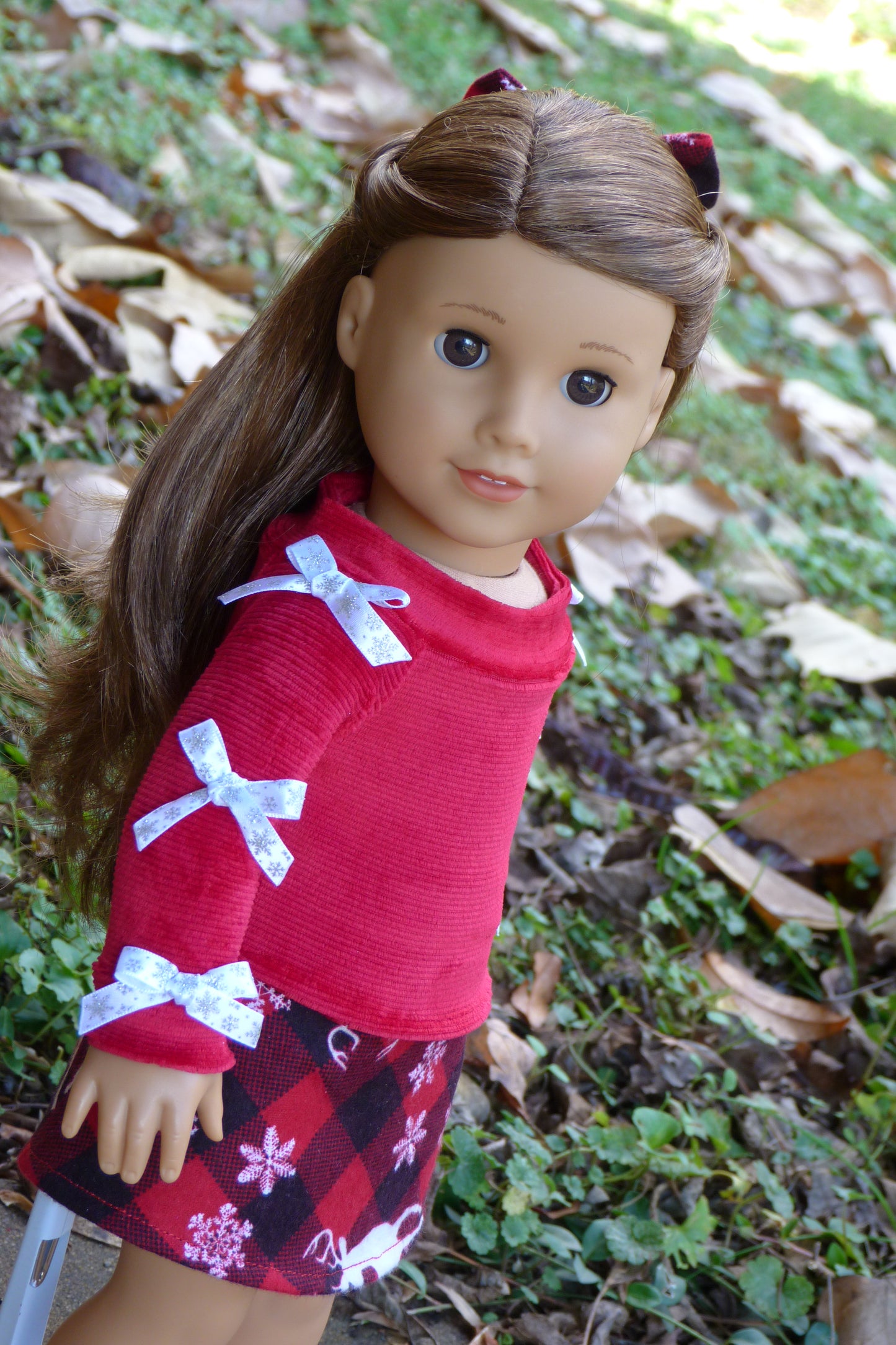 Holiday Bow Outfit Handmade to fit 18 Inch American Doll