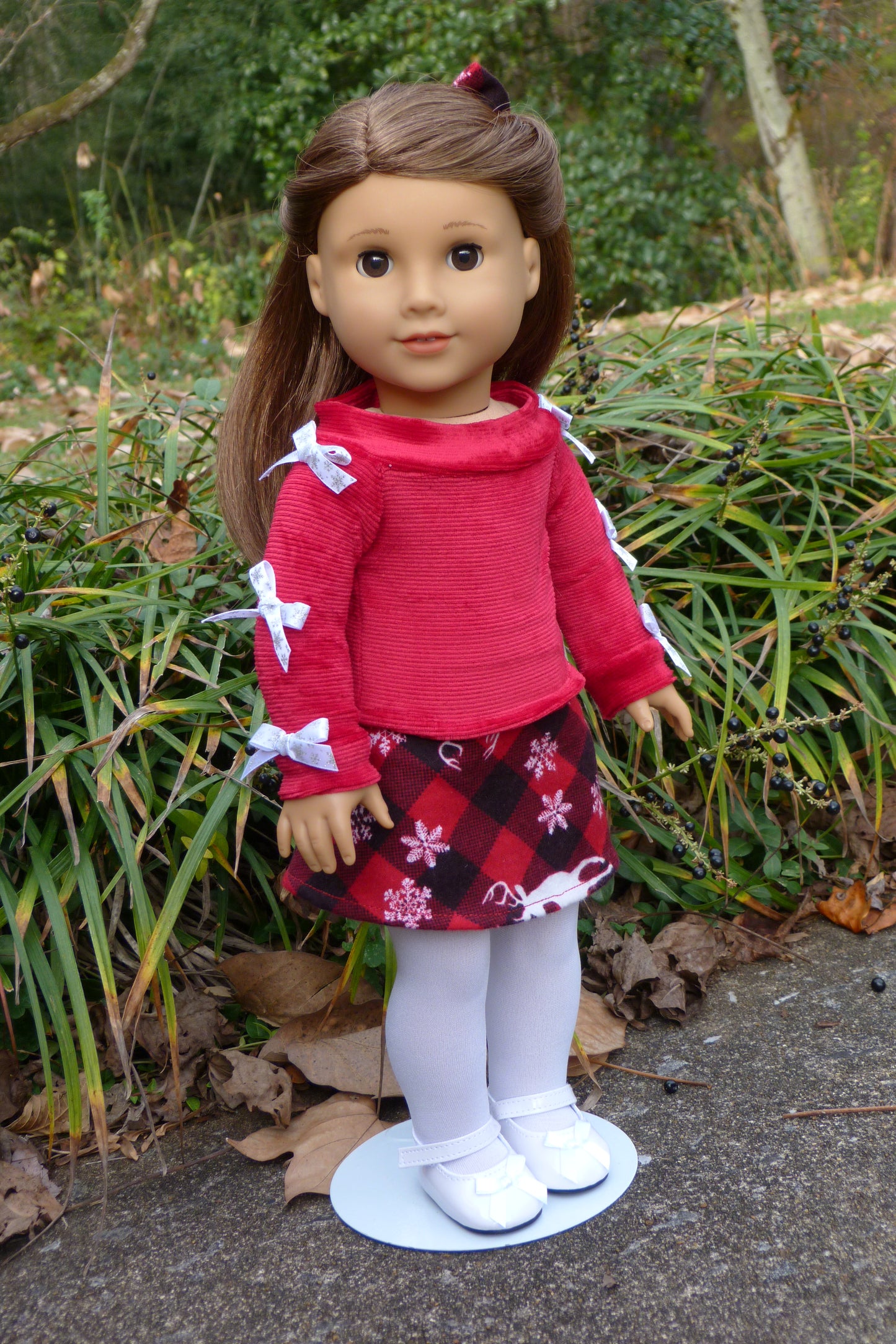 Holiday Bow Outfit Handmade to fit 18 Inch American Doll