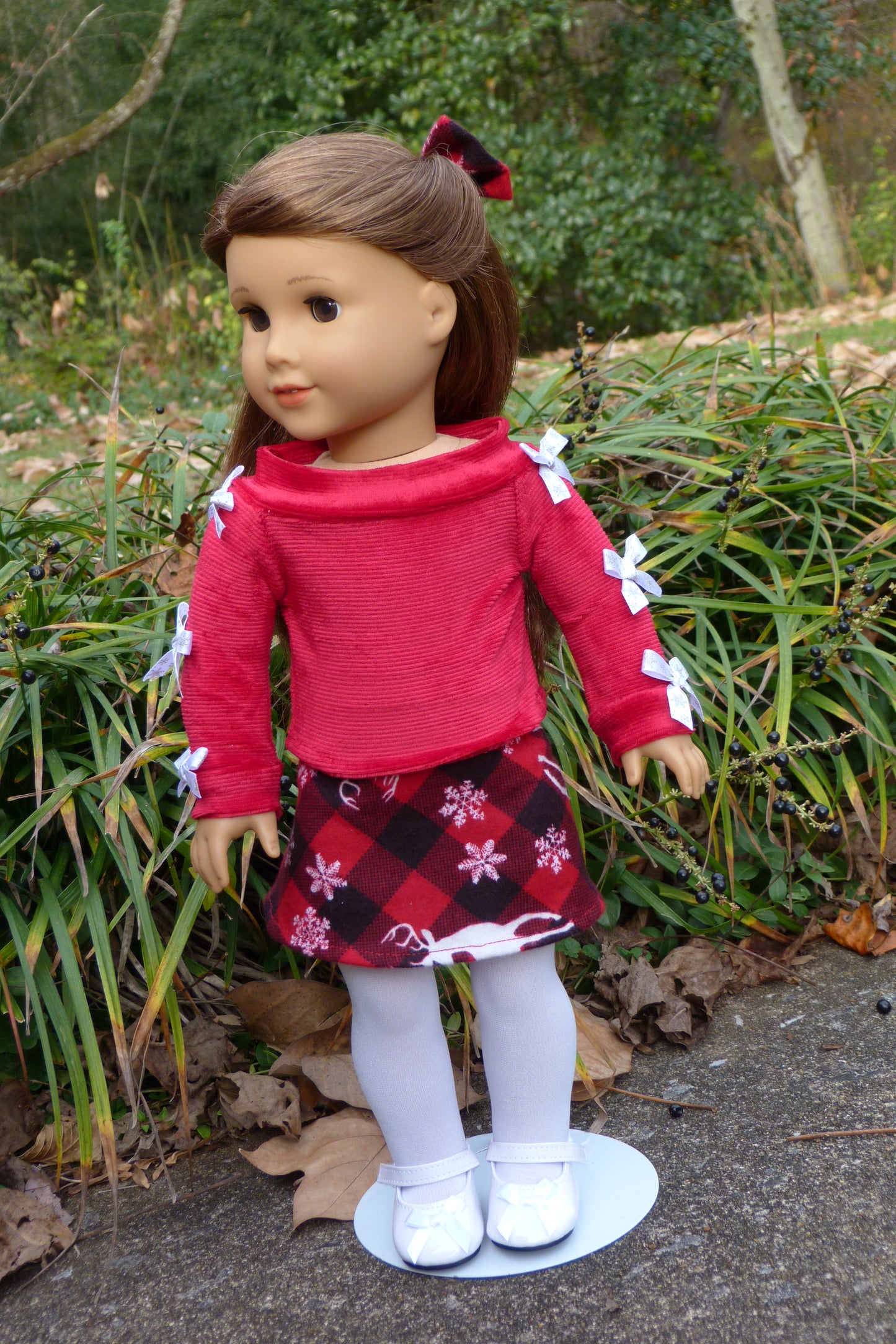 Holiday Bow Outfit Handmade to fit 18 Inch American Doll