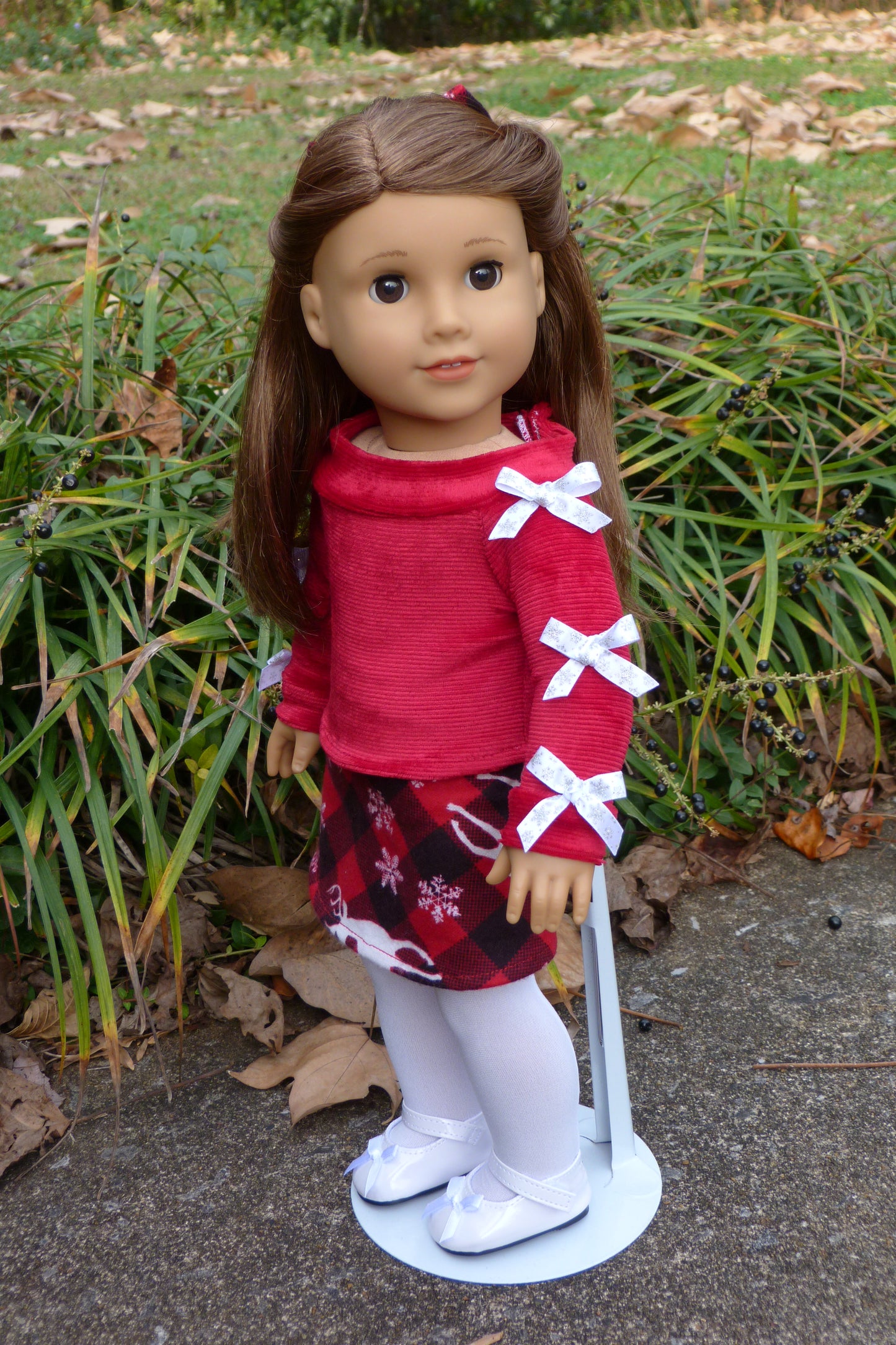 Holiday Bow Outfit Handmade to fit 18 Inch American Doll