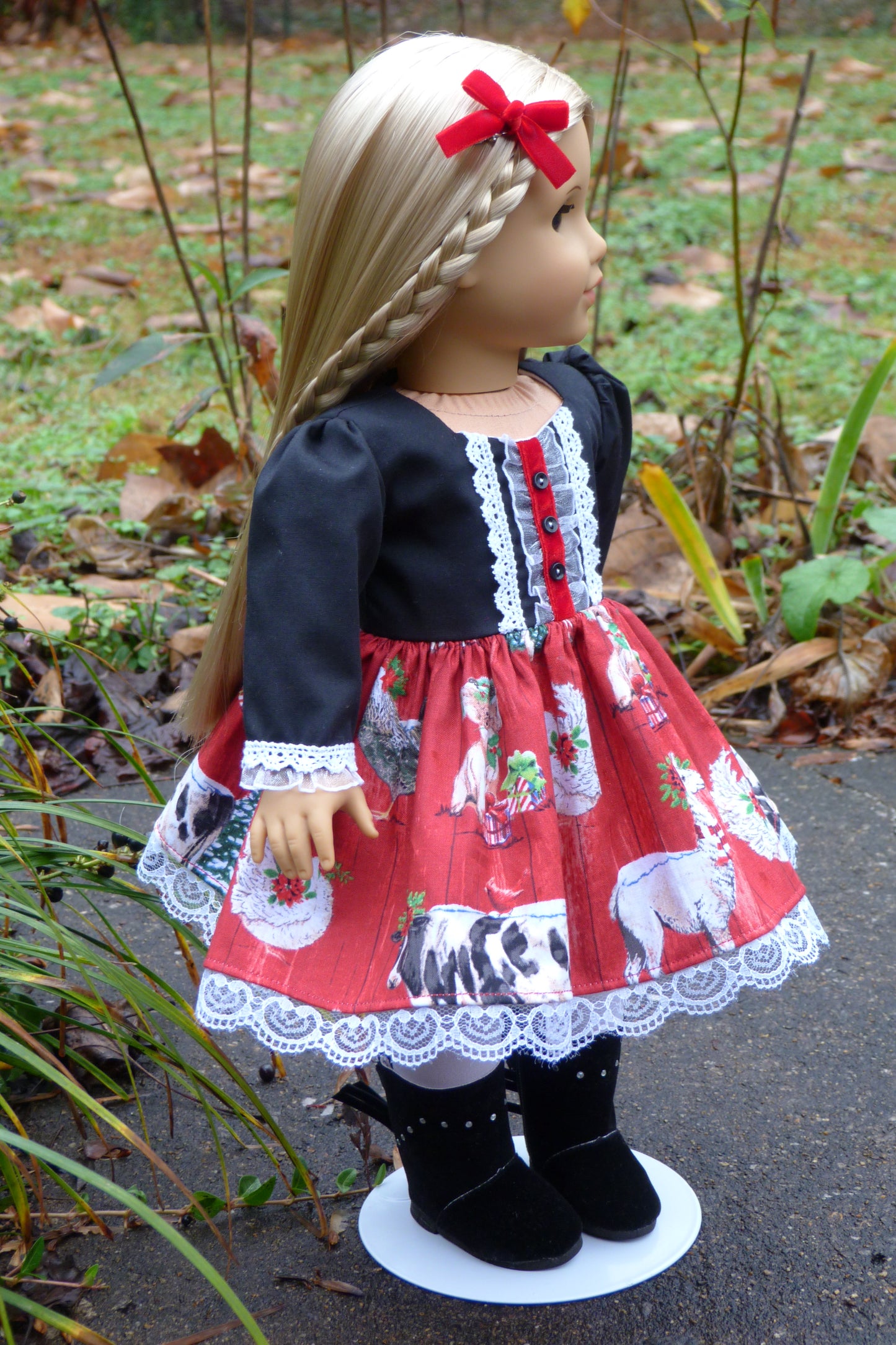 Christmas on the Farm Outfit Handmade to fit 18 Inch American Doll