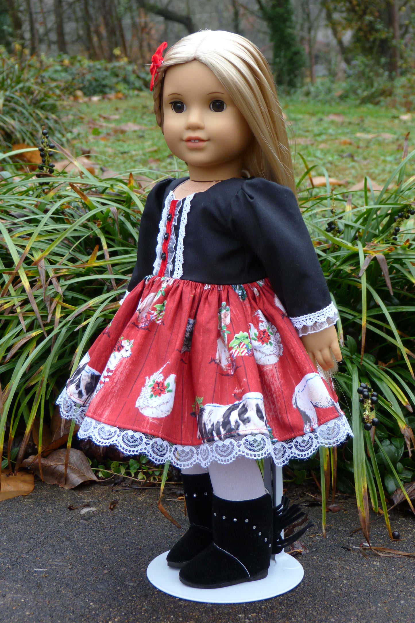 Christmas on the Farm Outfit Handmade to fit 18 Inch American Doll