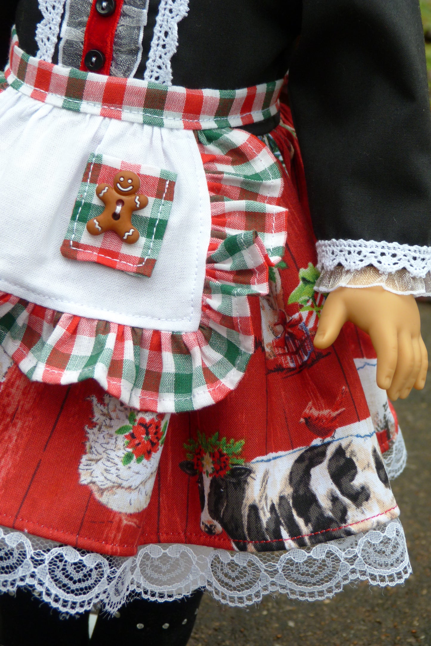 Christmas on the Farm Outfit Handmade to fit 18 Inch American Doll