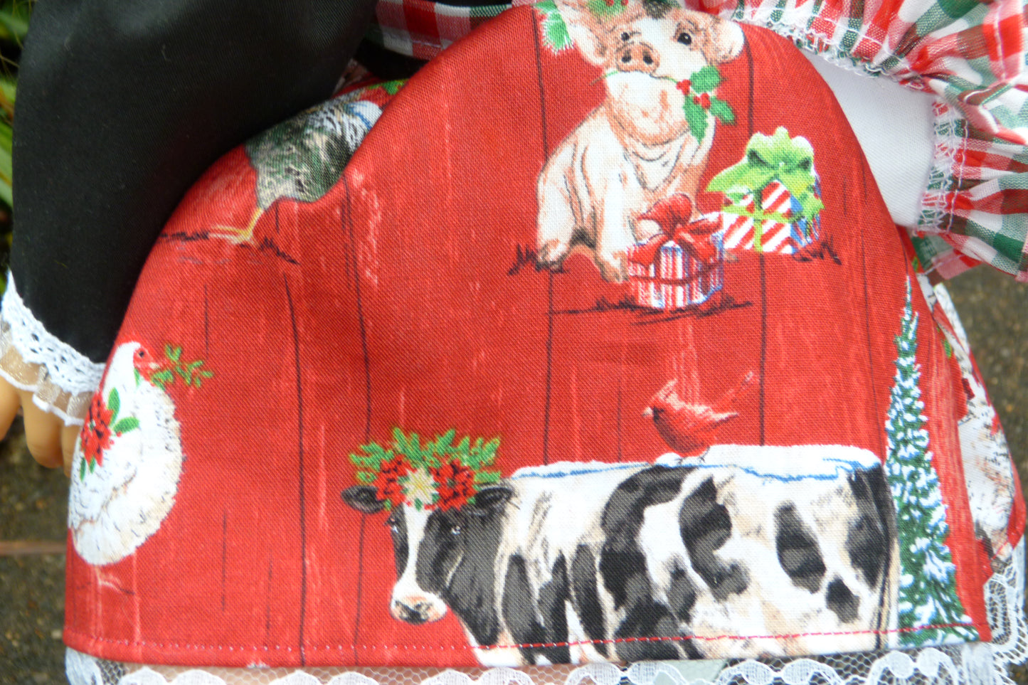 Christmas on the Farm Outfit Handmade to fit 18 Inch American Doll