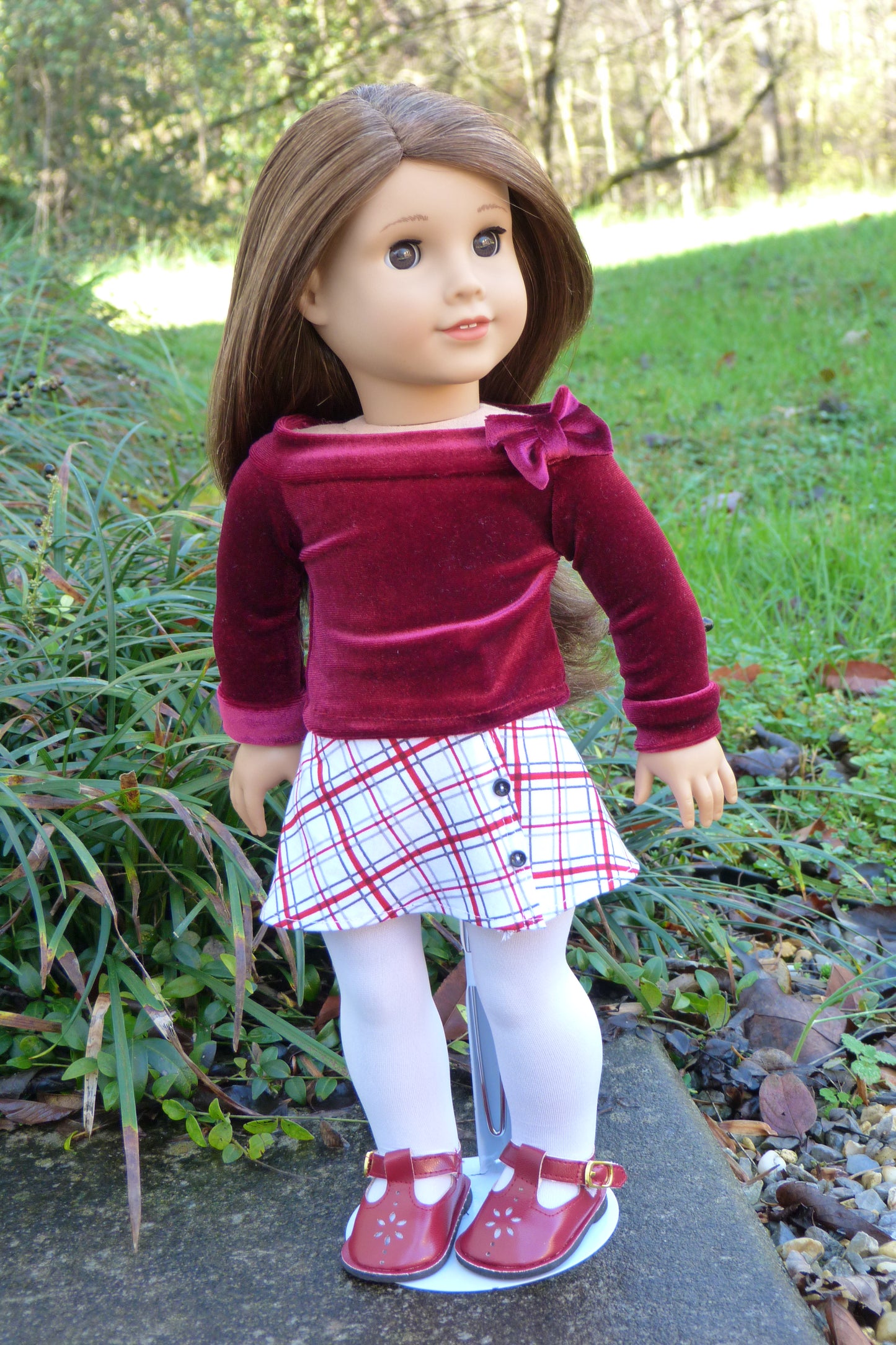 Plaid Holiday Outfit Handmade to fit 18 Inch American Doll