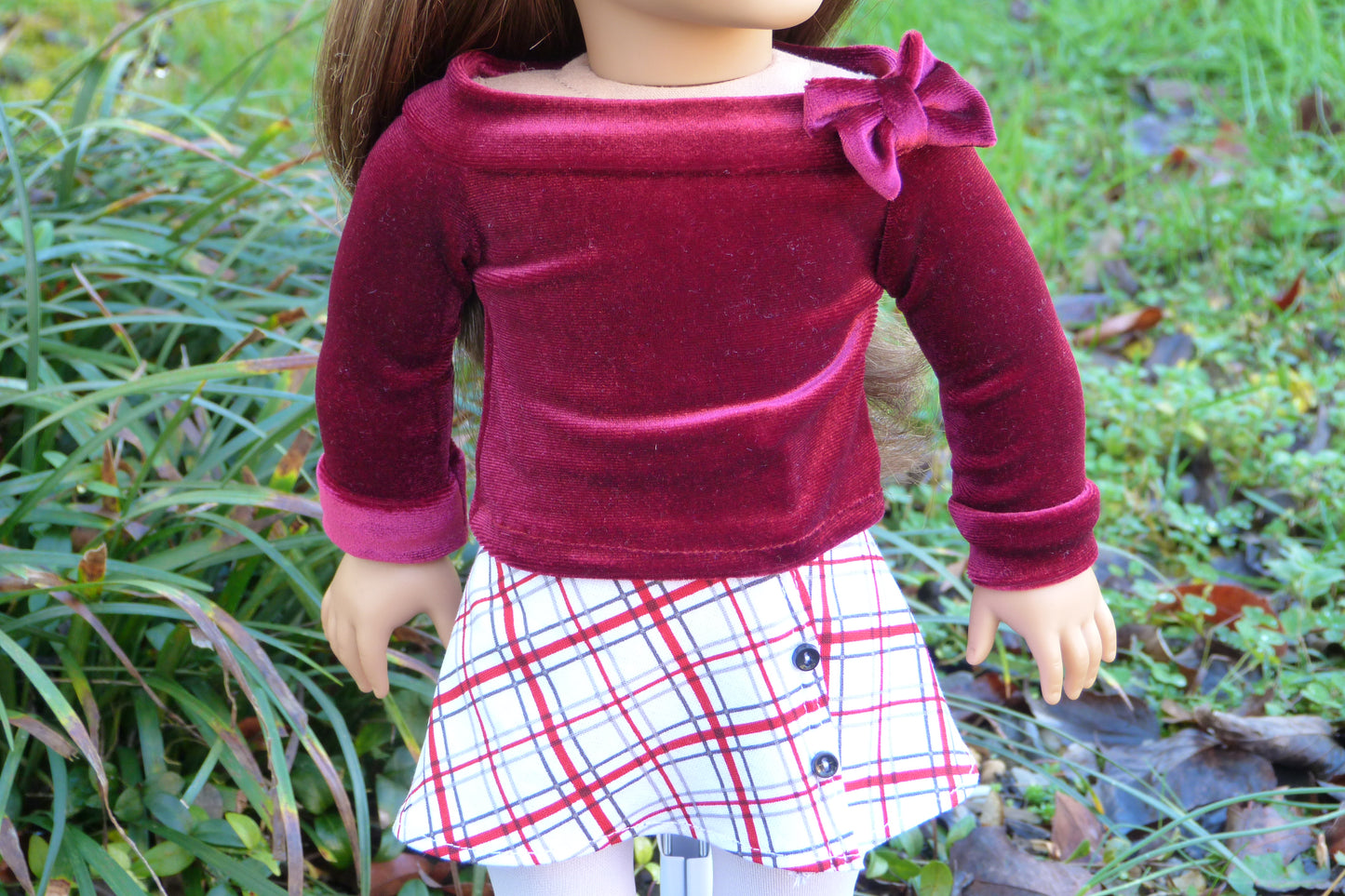 Plaid Holiday Outfit Handmade to fit 18 Inch American Doll