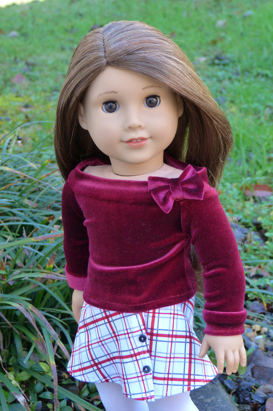 Plaid Holiday Outfit Handmade to fit 18 Inch American Doll