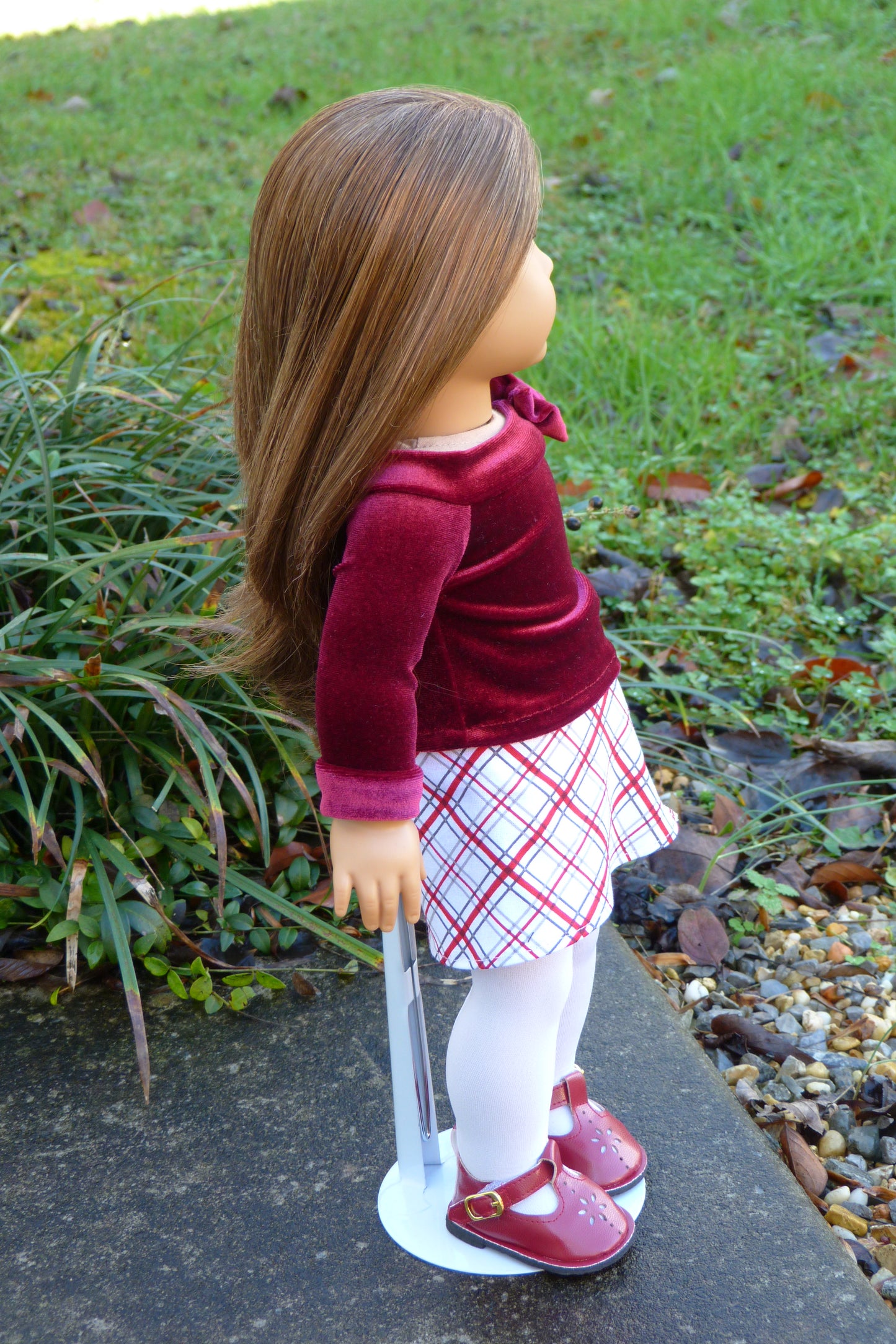 Plaid Holiday Outfit Handmade to fit 18 Inch American Doll