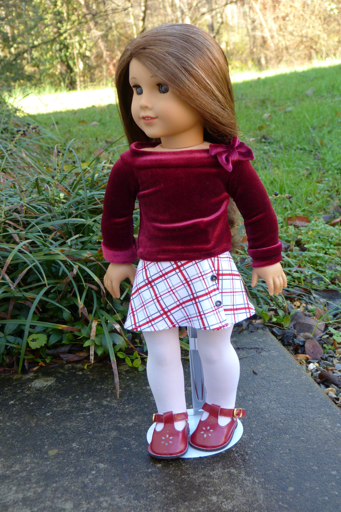 Plaid Holiday Outfit Handmade to fit 18 Inch American Doll