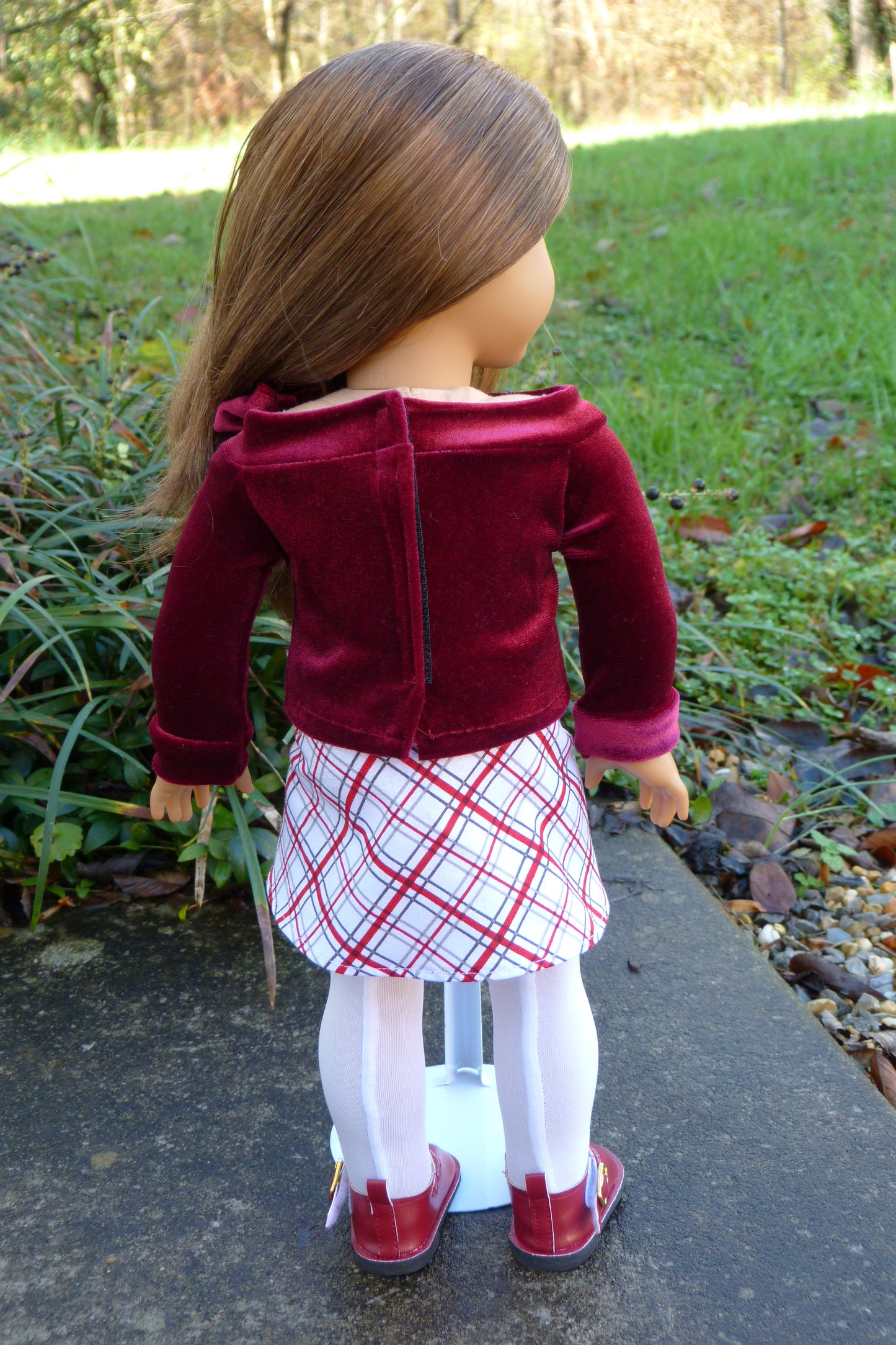 Plaid Holiday Outfit Handmade to fit 18 Inch American Doll