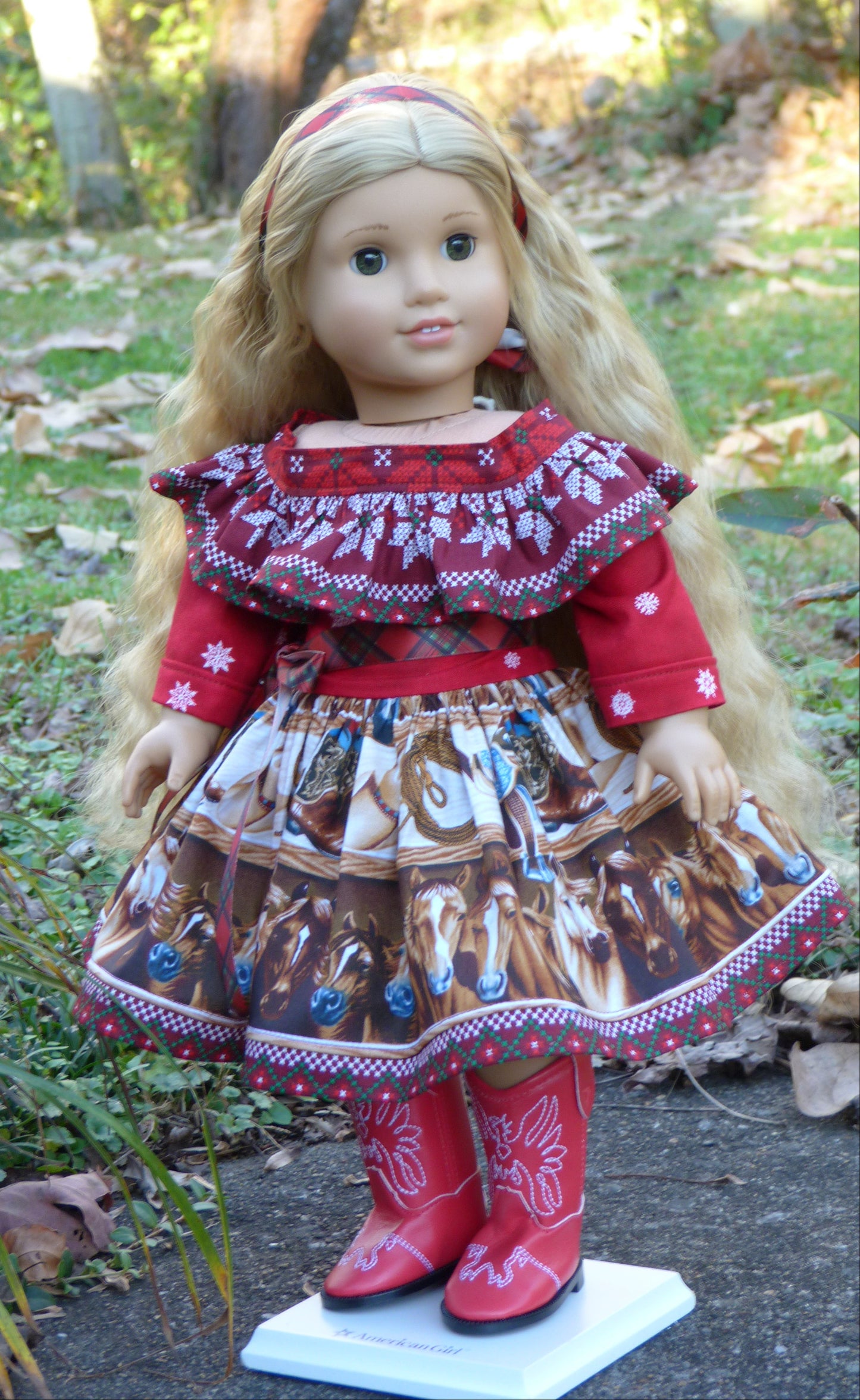 Christmas Cowgirl Outfit Handmade to fit 18 Inch American Doll