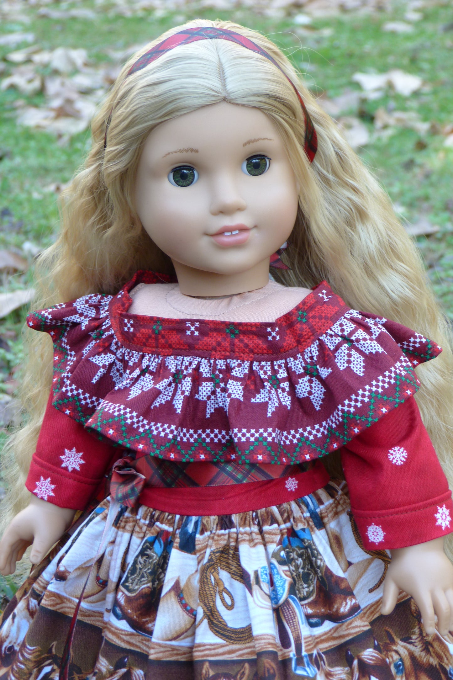 Christmas Cowgirl Outfit Handmade to fit 18 Inch American Doll