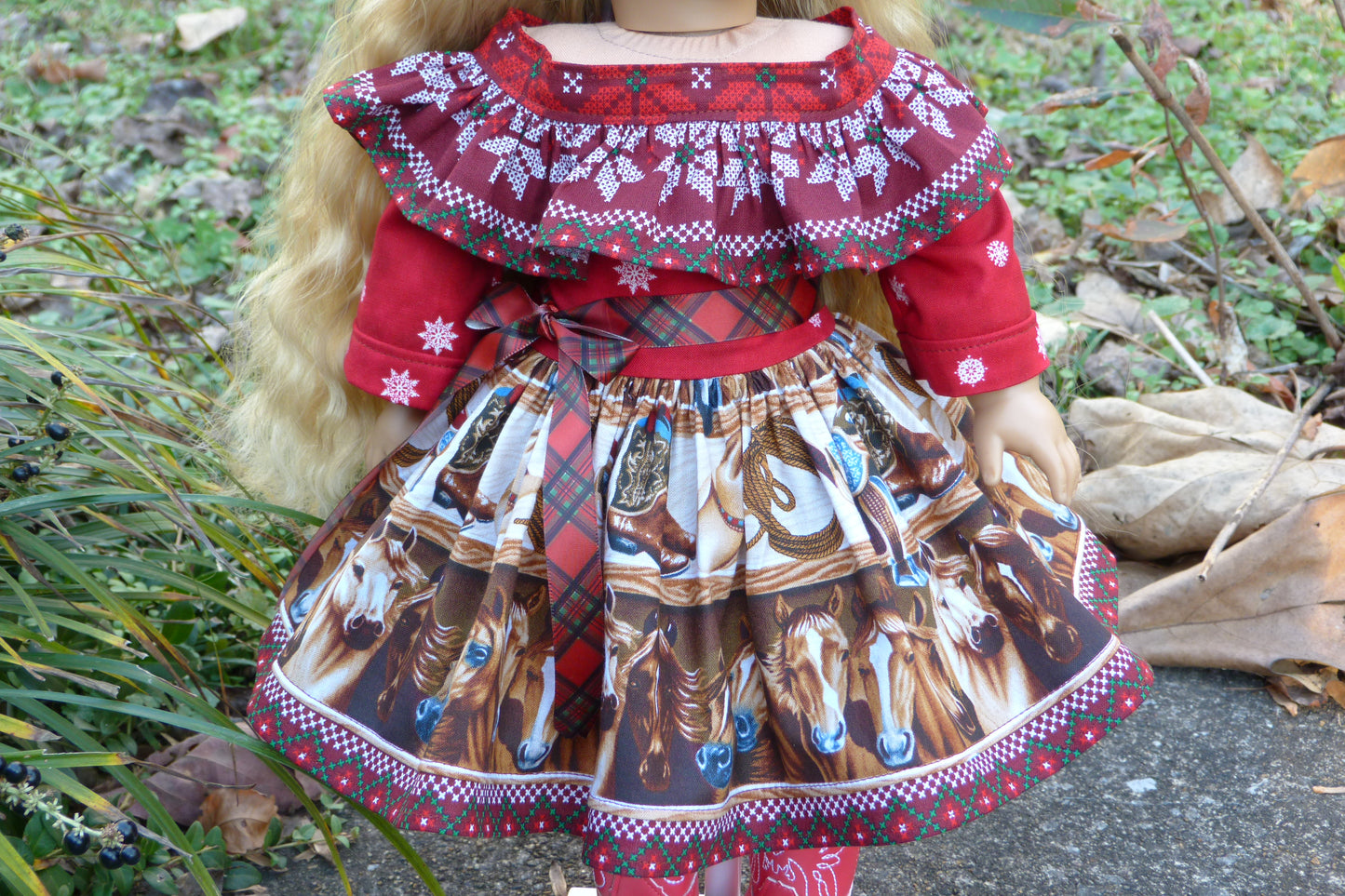Christmas Cowgirl Outfit Handmade to fit 18 Inch American Doll