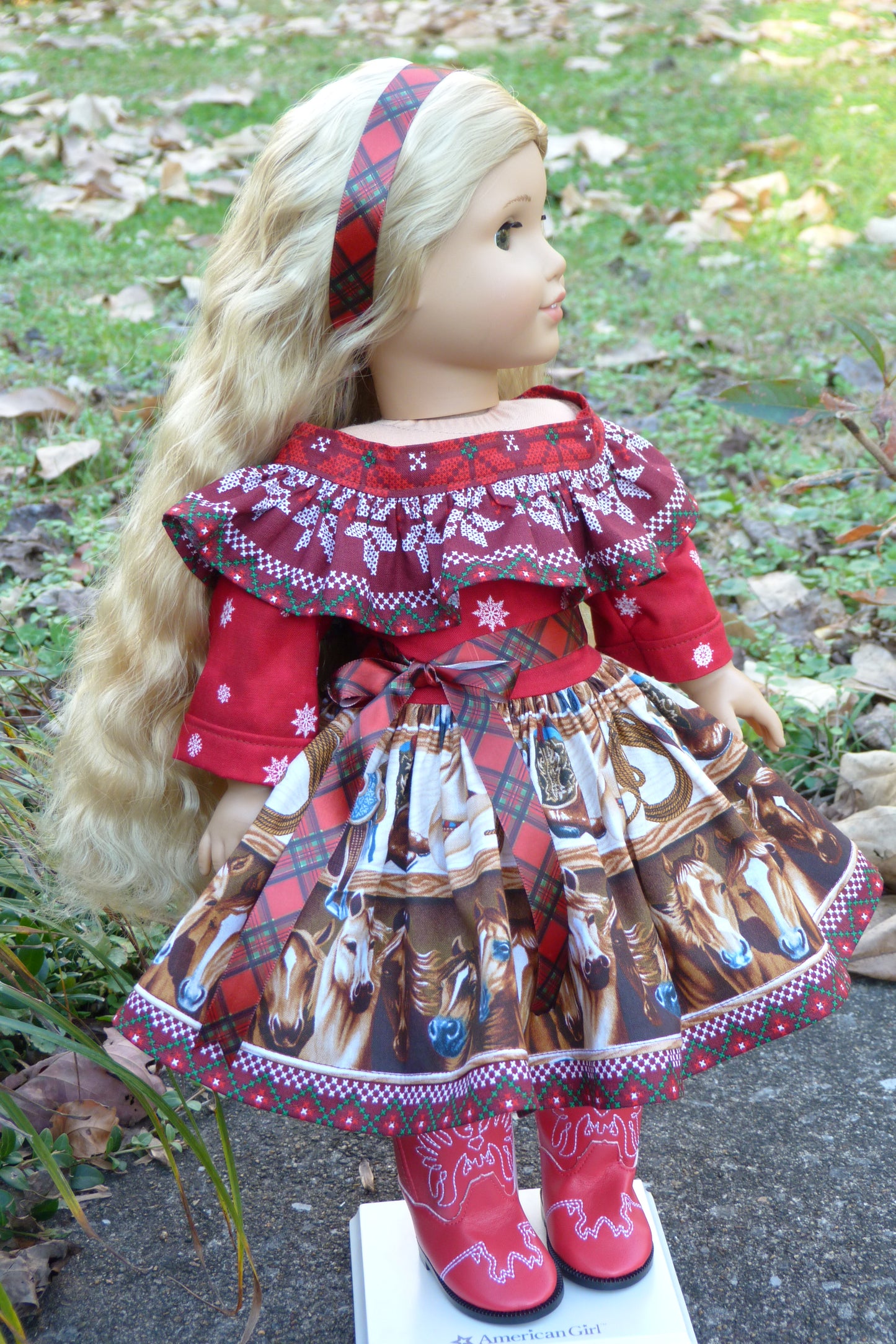 Christmas Cowgirl Outfit Handmade to fit 18 Inch American Doll