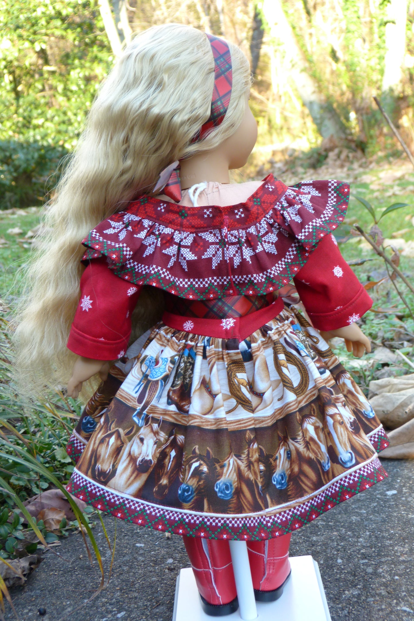 Christmas Cowgirl Outfit Handmade to fit 18 Inch American Doll