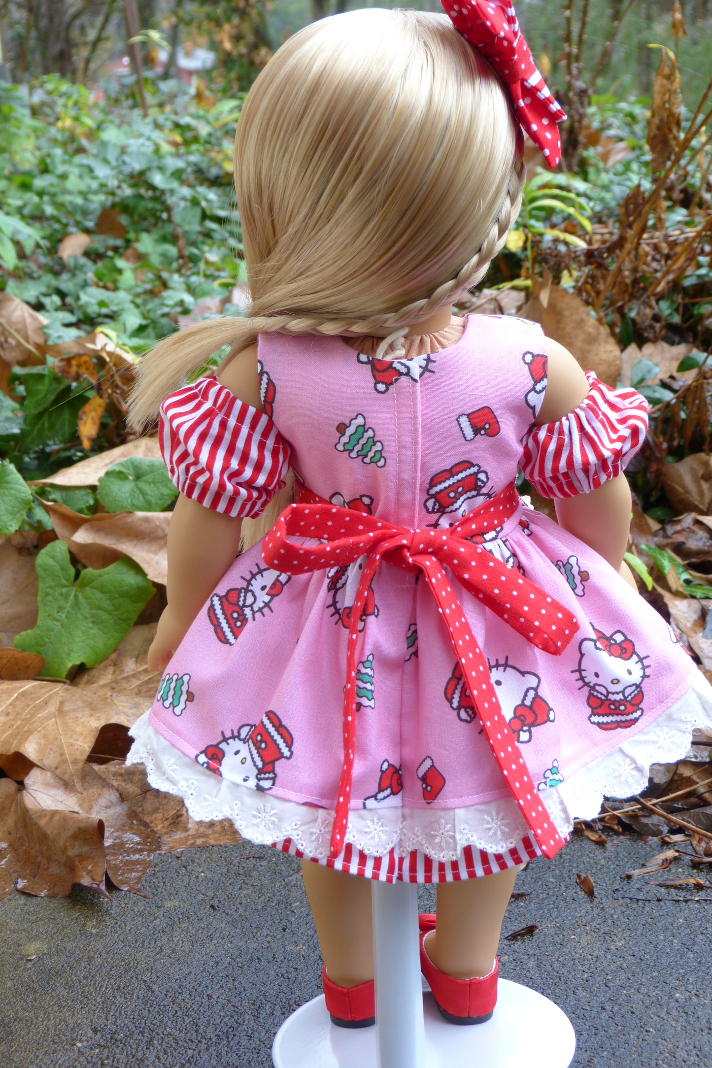 Christmas Kitty Outfit Handmade to fit 18 Inch American Doll