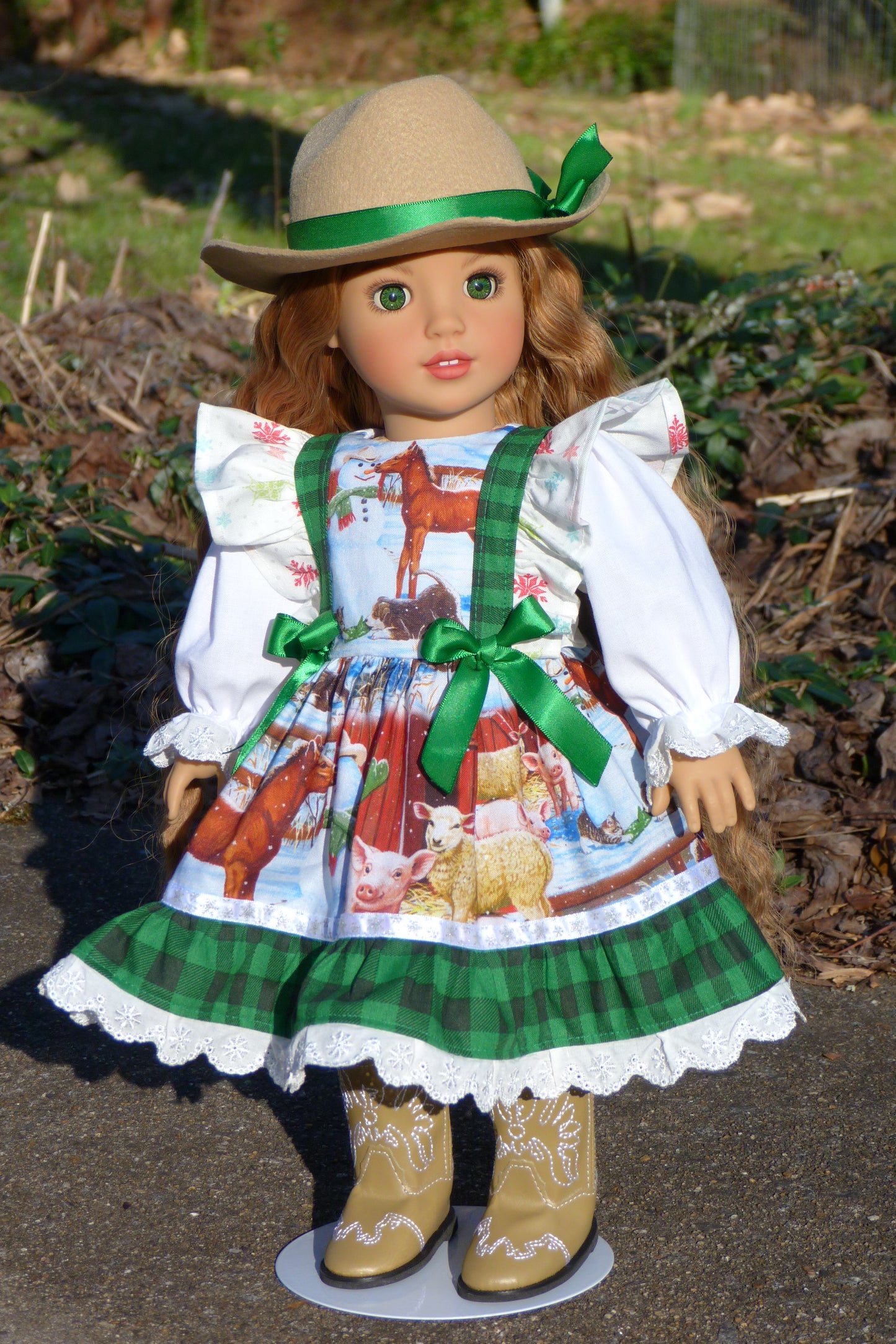 Custom Christmas Farm Girl Doll - Holly