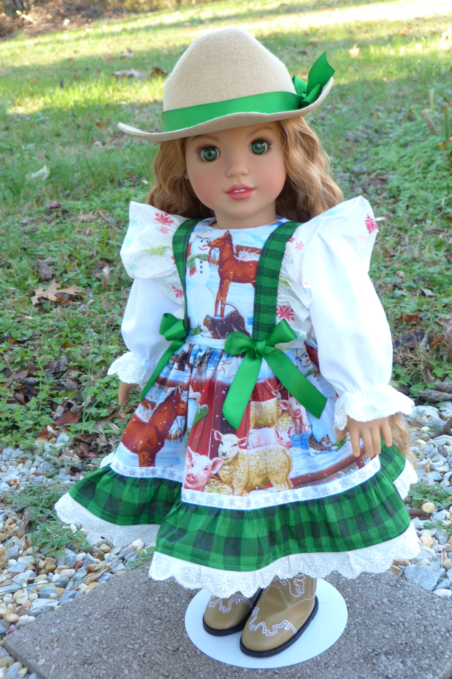 Custom Christmas Farm Girl Doll - Holly
