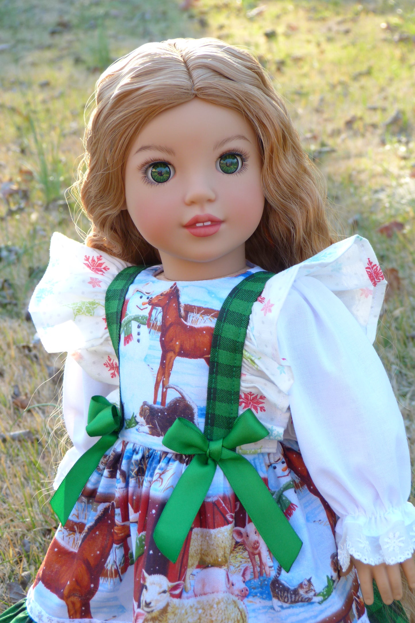 Custom Christmas Farm Girl Doll - Holly