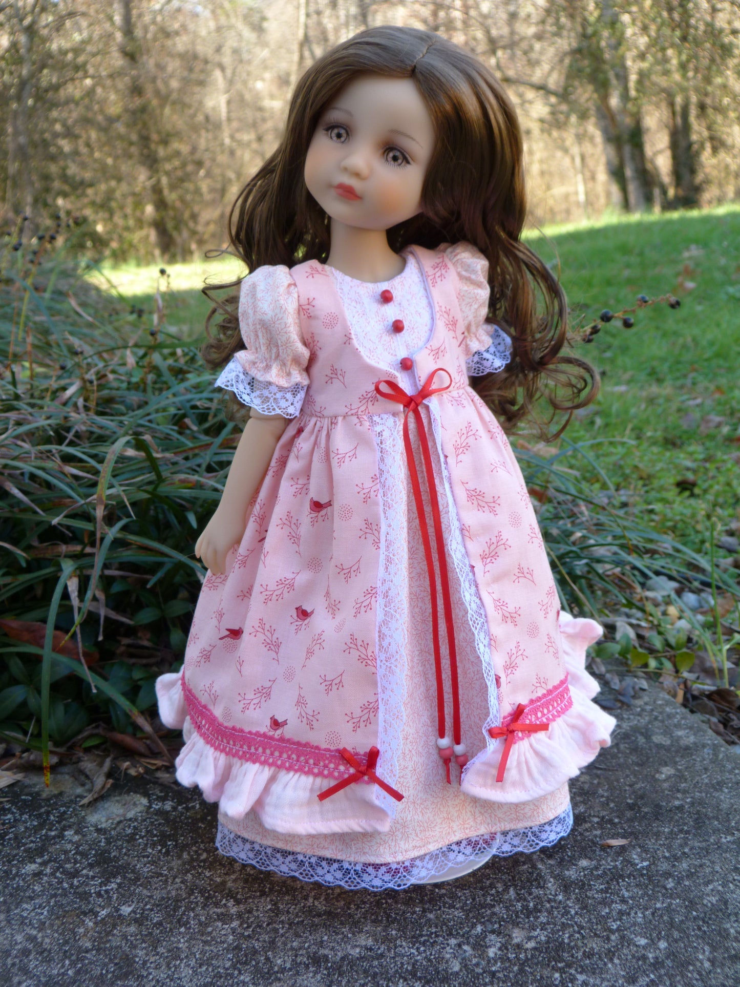 "Cardinals and Roses" Outfit for Ruby Red Fashion Friends 14.5 Inch Doll