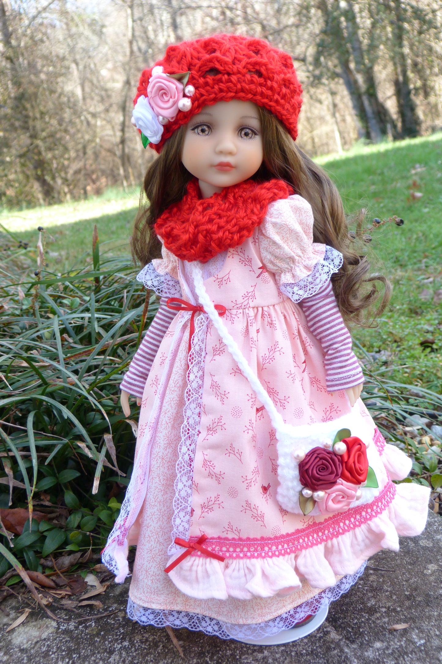 "Cardinals and Roses" Outfit for Ruby Red Fashion Friends 14.5 Inch Doll