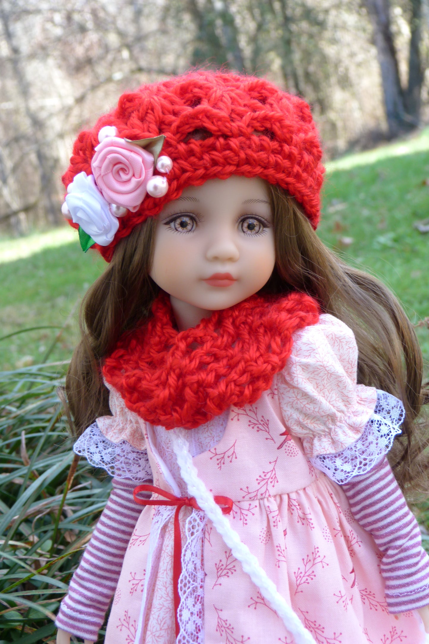 "Cardinals and Roses" Outfit for Ruby Red Fashion Friends 14.5 Inch Doll