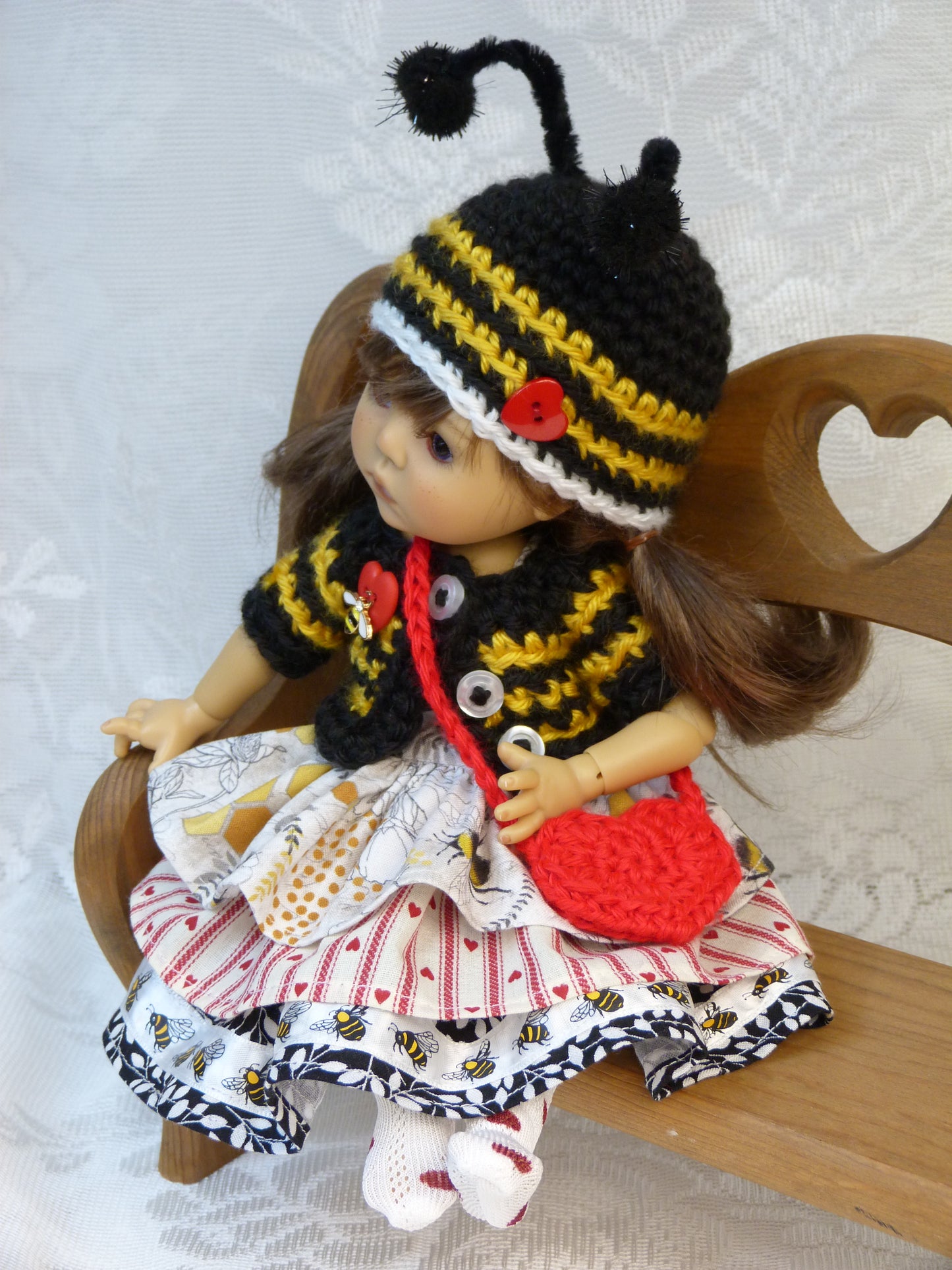 "Honey, Bee Mine" Valentine Outfit for 11 Inch Dumpling Meadowdoll