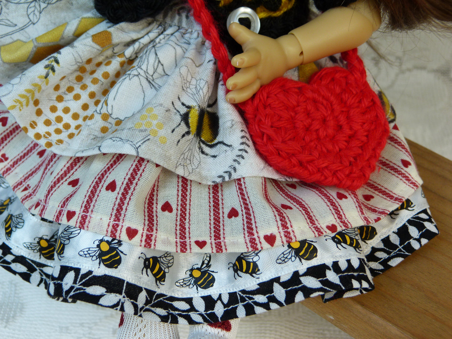 "Honey, Bee Mine" Valentine Outfit for 11 Inch Dumpling Meadowdoll