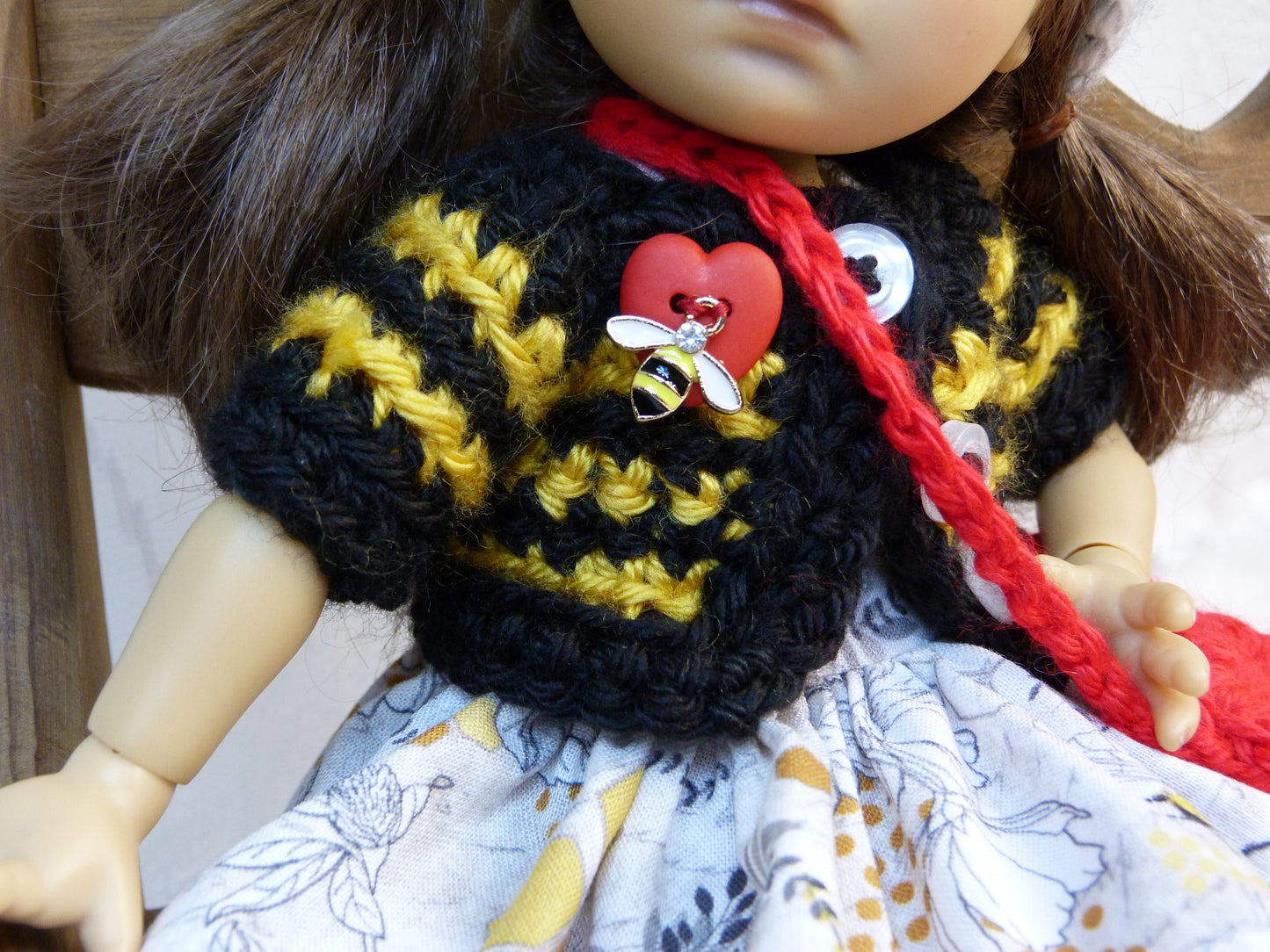 "Honey, Bee Mine" Valentine Outfit for 11 Inch Dumpling Meadowdoll