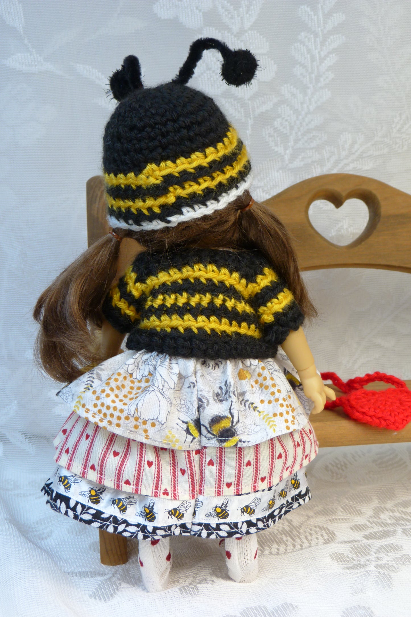 "Honey, Bee Mine" Valentine Outfit for 11 Inch Dumpling Meadowdoll