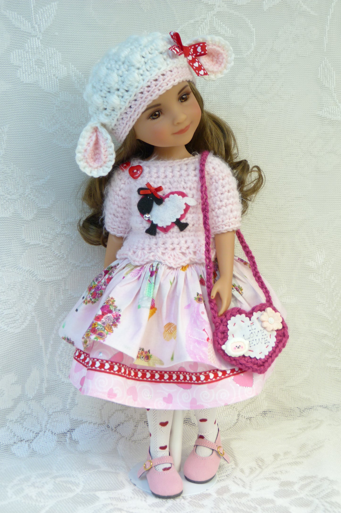 "I Love Ewe" Valentine Outfit for Ruby Red Fashion Friends 14.5 Inch Doll