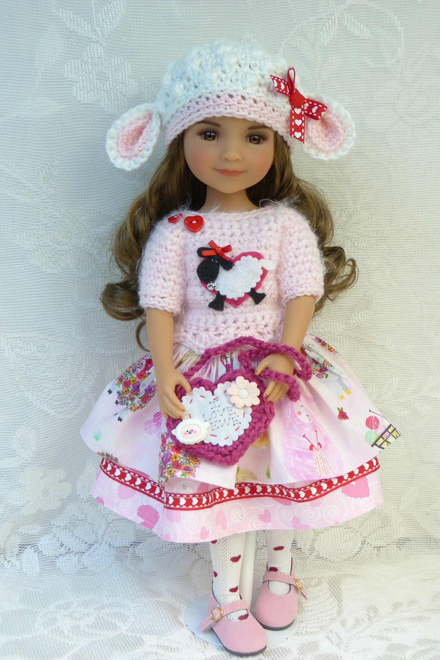 "I Love Ewe" Valentine Outfit for Ruby Red Fashion Friends 14.5 Inch Doll